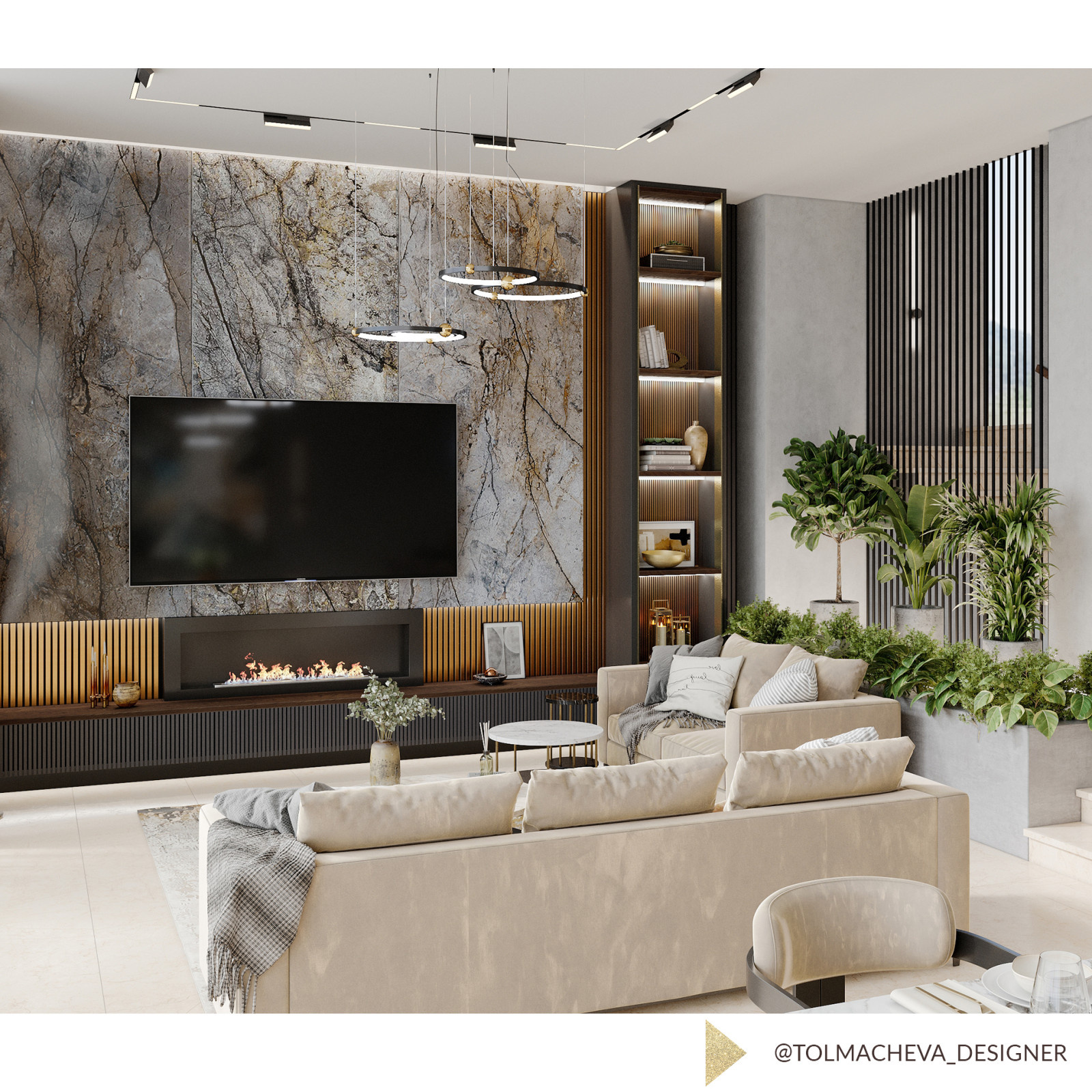 Дизайн интерьера гостиной в частном доме на  Мацесте