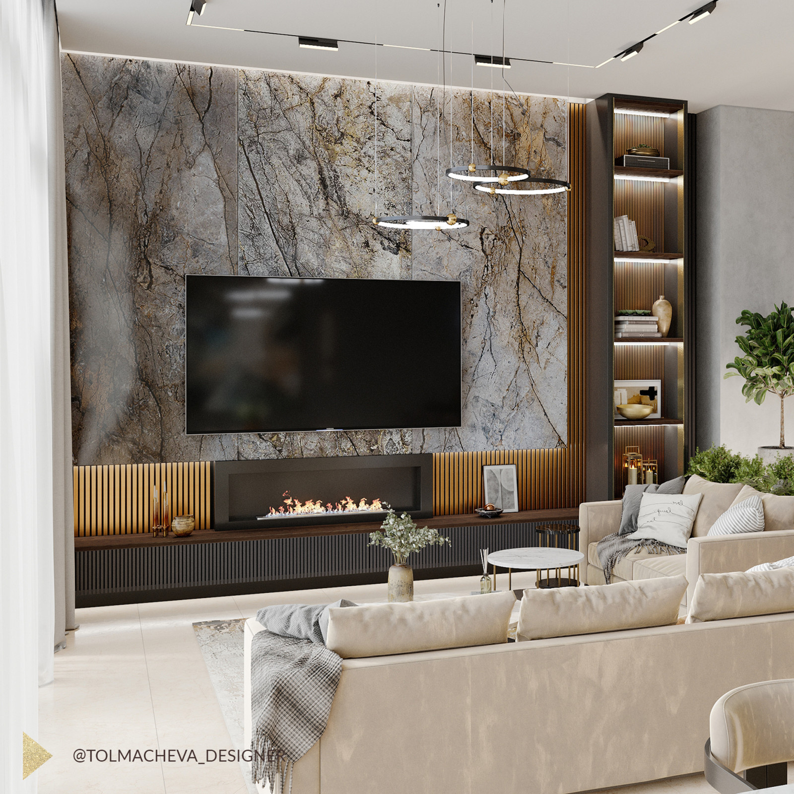 Дизайн интерьера гостиной в частном доме на  Мацесте