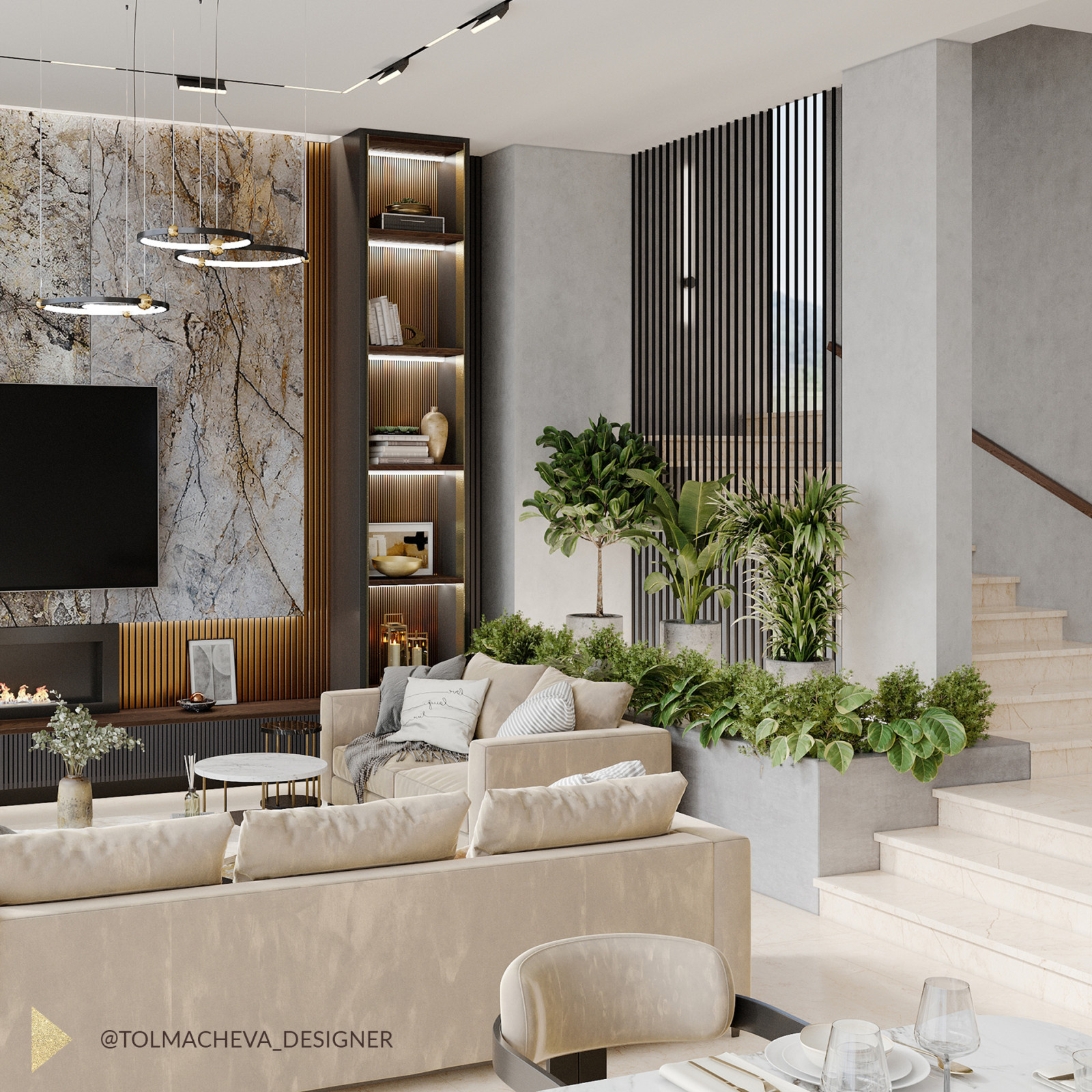 Дизайн интерьера гостиной в частном доме на  Мацесте