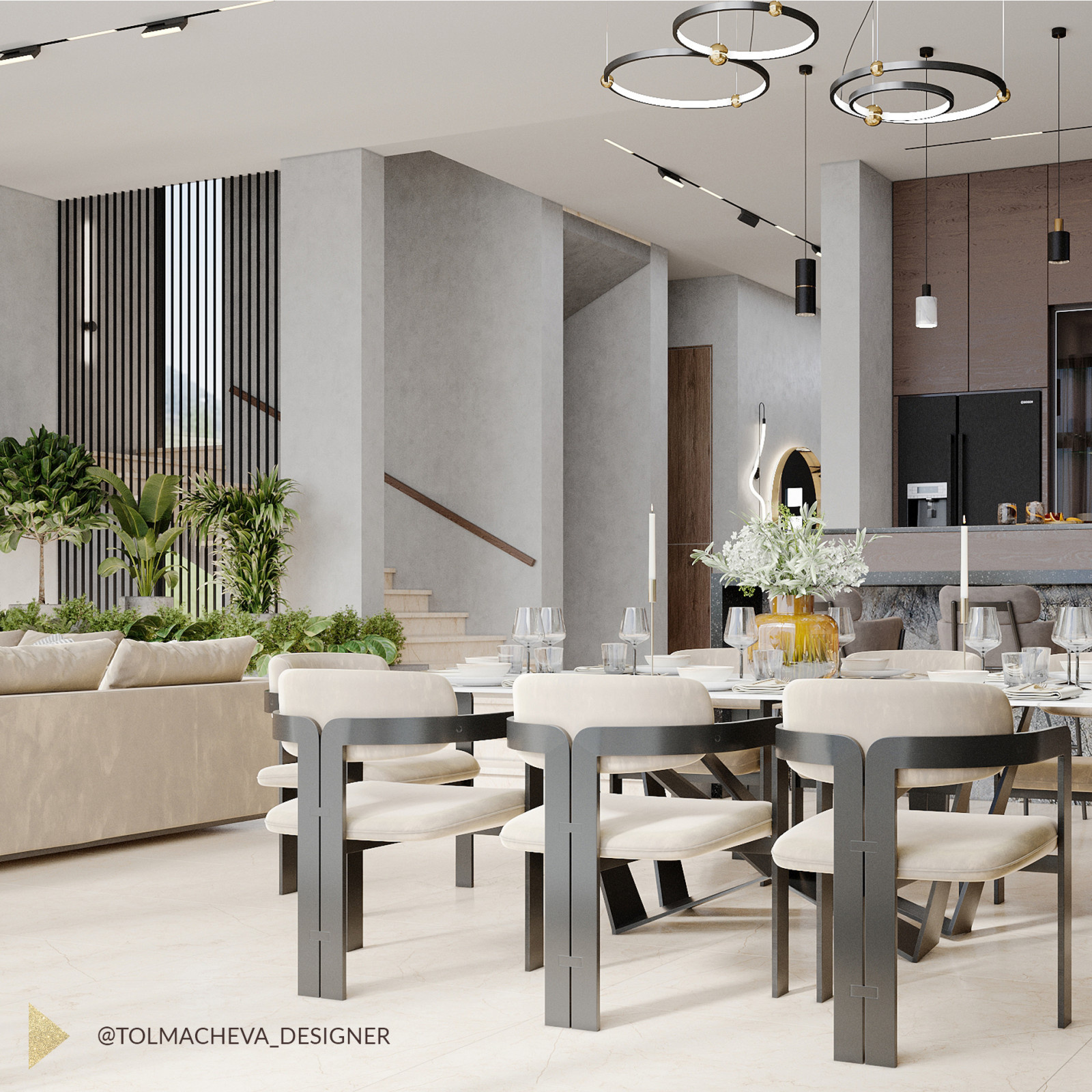 Дизайн интерьера гостиной в частном доме на  Мацесте