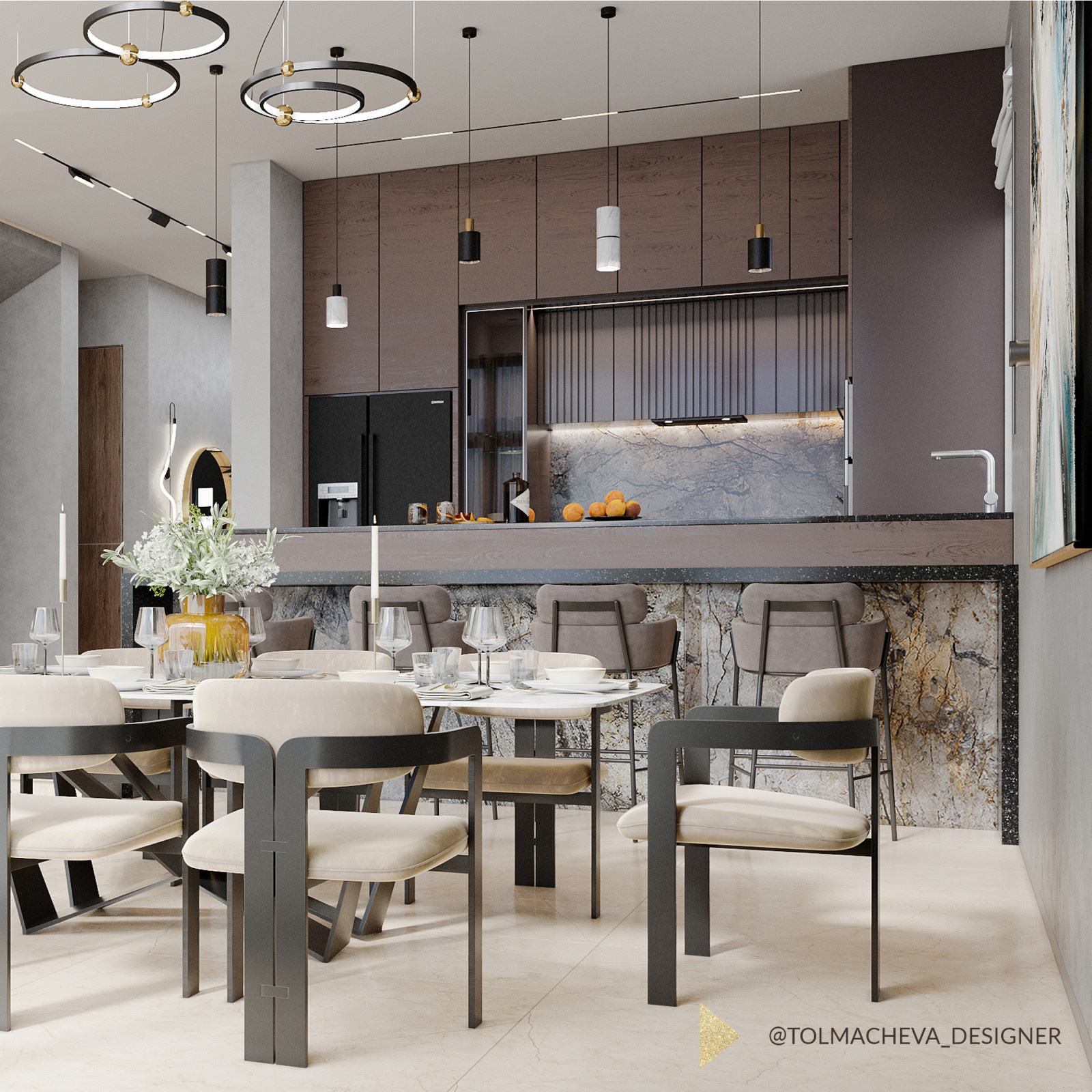 Дизайн интерьера гостиной в частном доме на  Мацесте