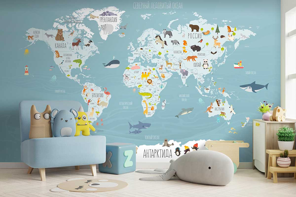 Фотообои Карта мира Океания Изумруд