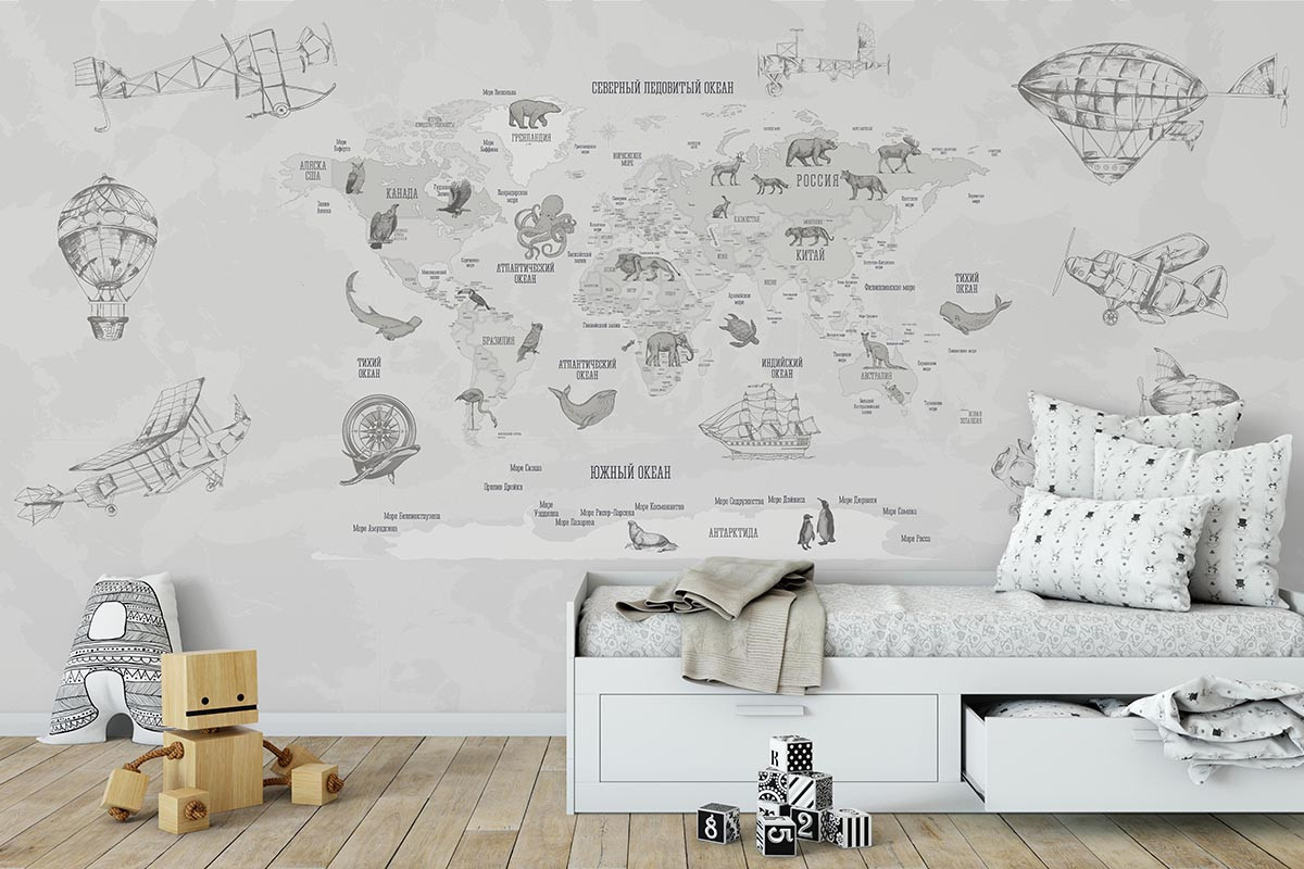 Фотообои Карта мира Ретро светлая