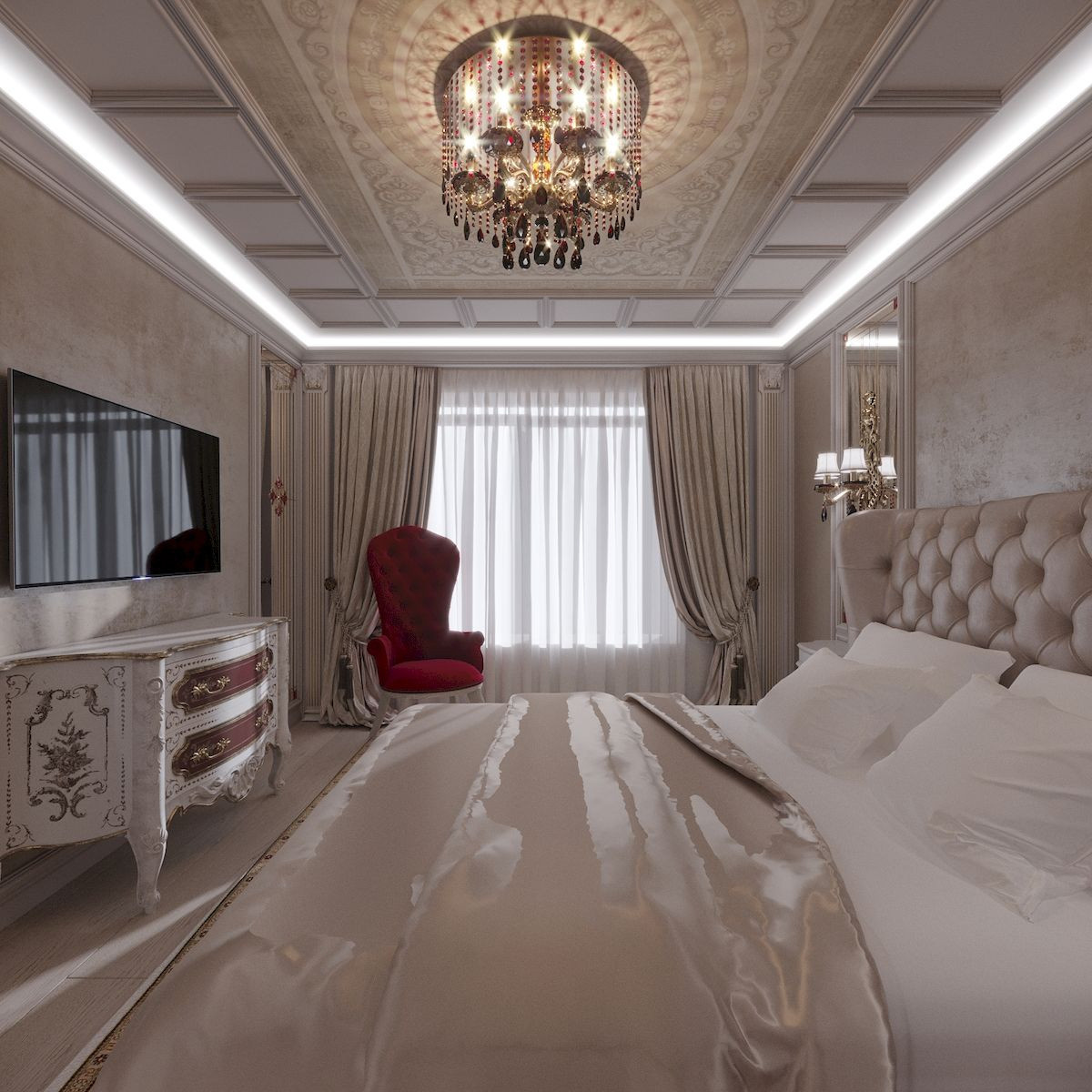 Дизайн спальни 4-комнатной квартиры в Москве