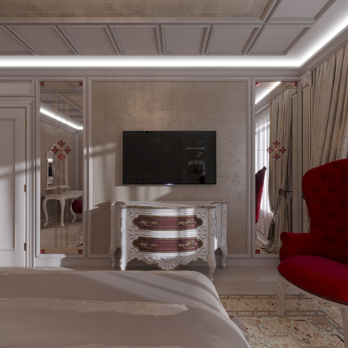 Дизайн спальни 4-комнатной квартиры в Москве