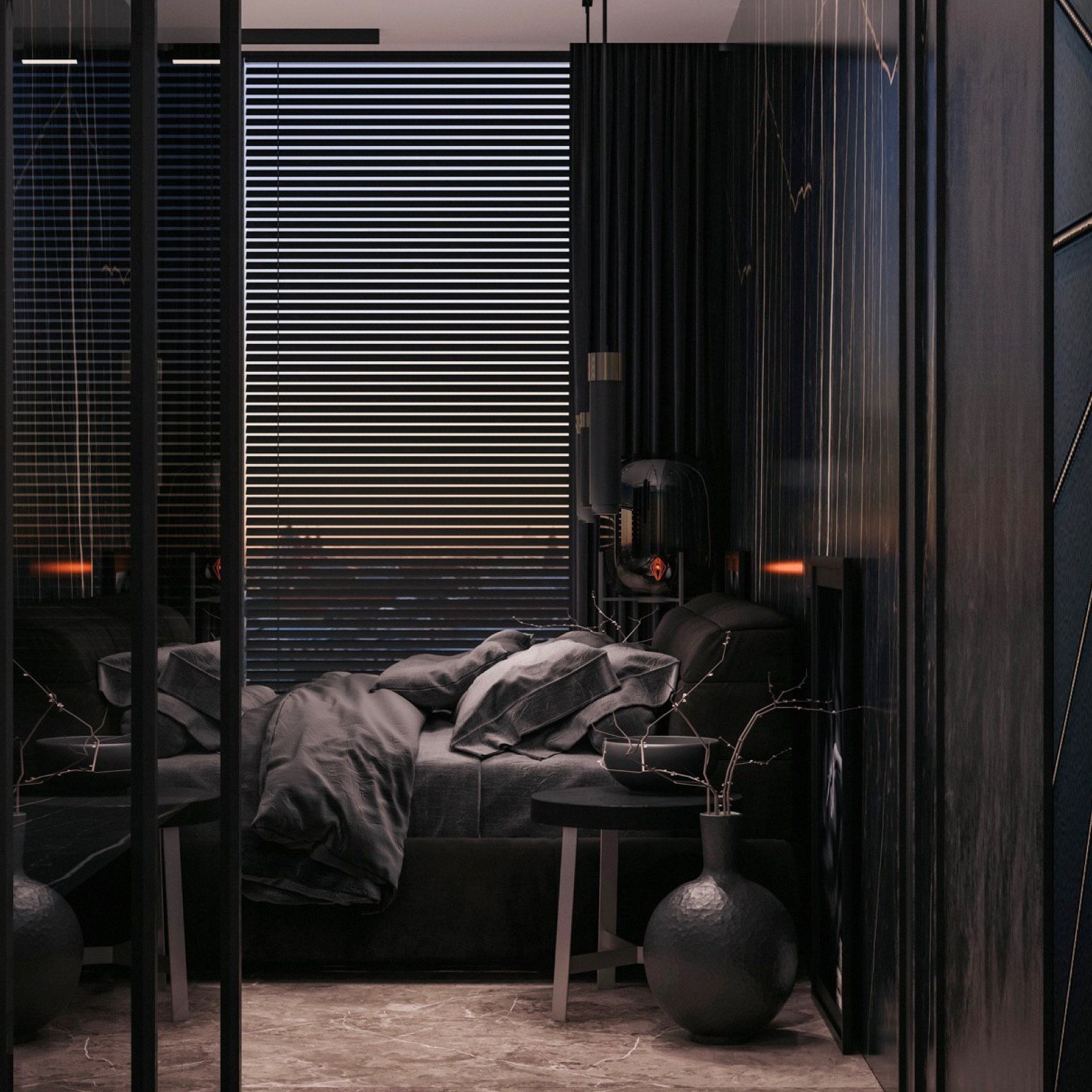 Bedroom in dark colors