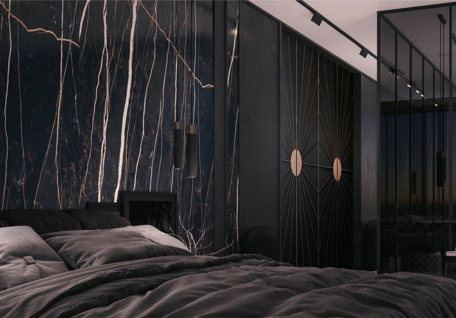 Bedroom in dark colors