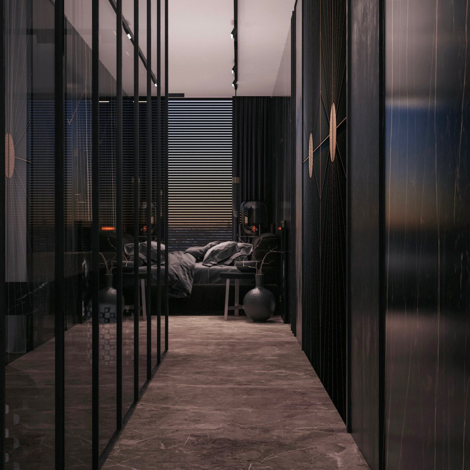 Bedroom in dark colors