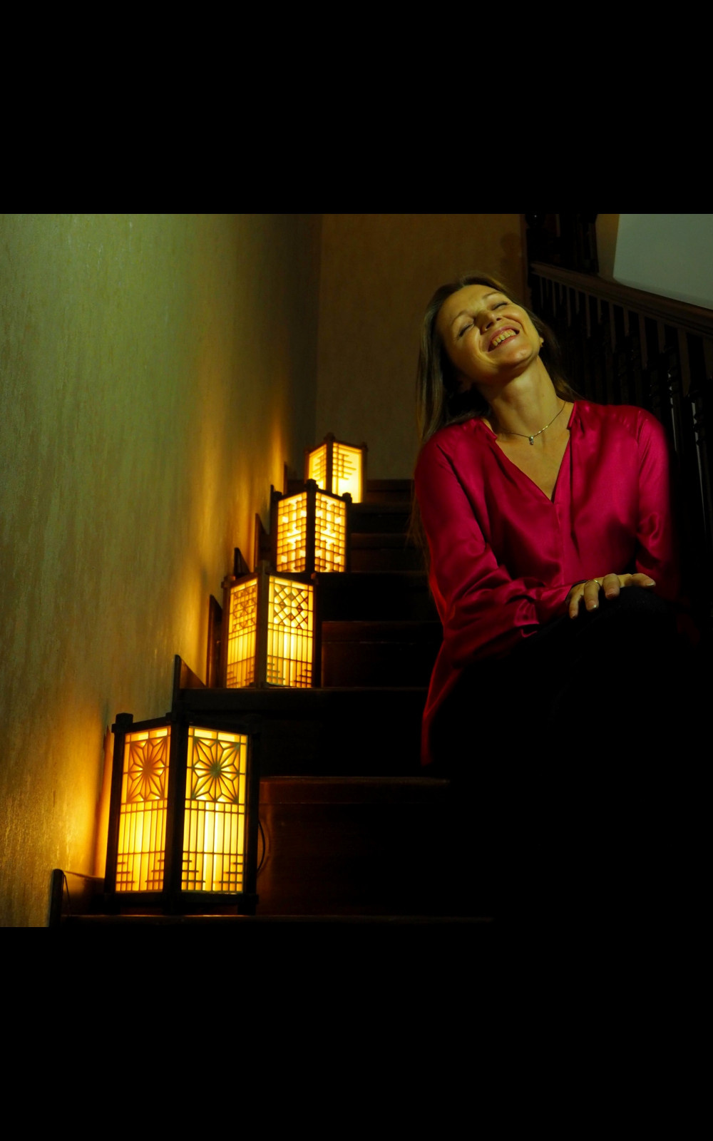 Japanese wooden table or floor lamp lantern