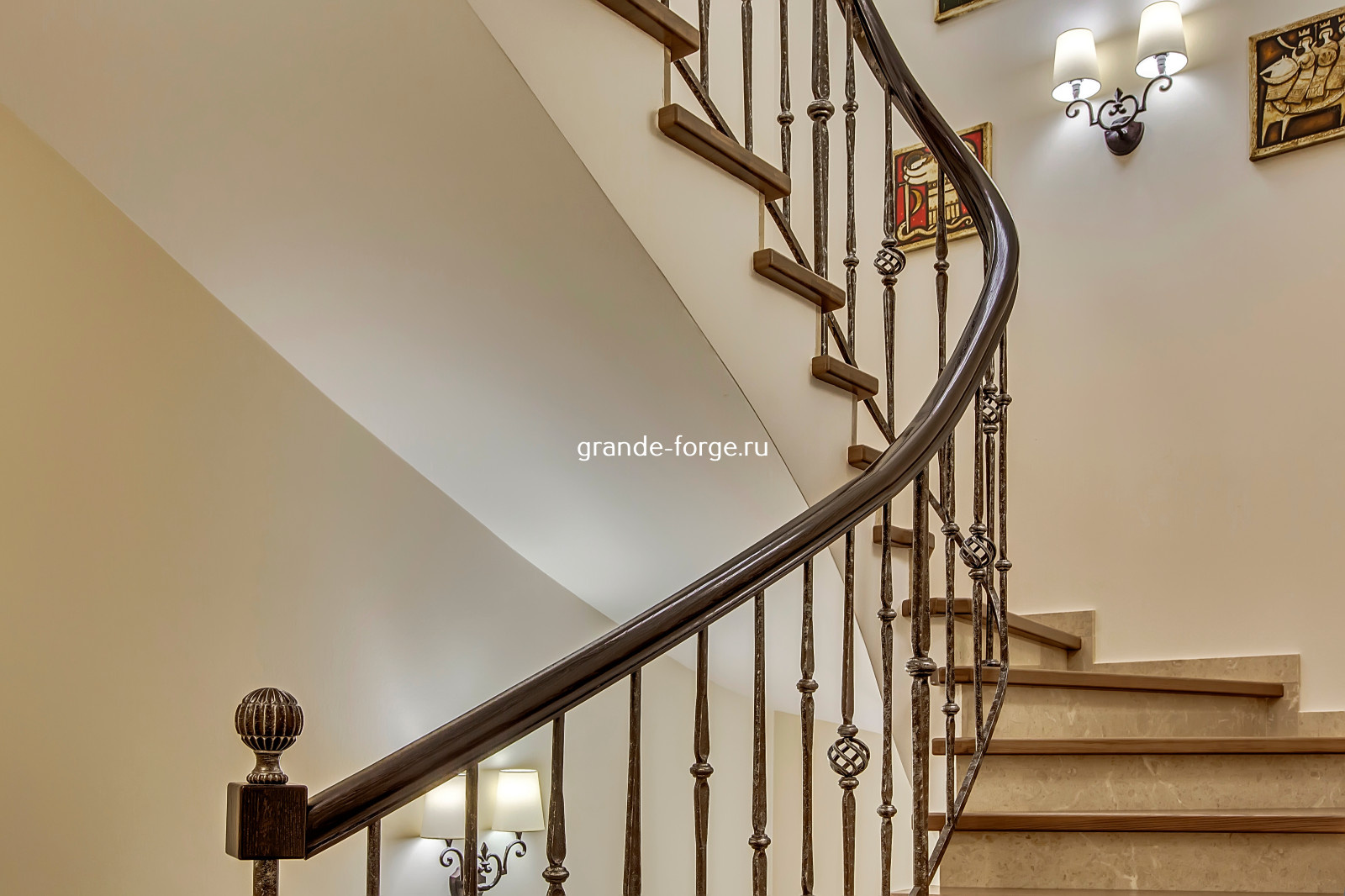 Лестница, кованое ограждение, фабрика Grande forge (Франция), коллекция Рондо