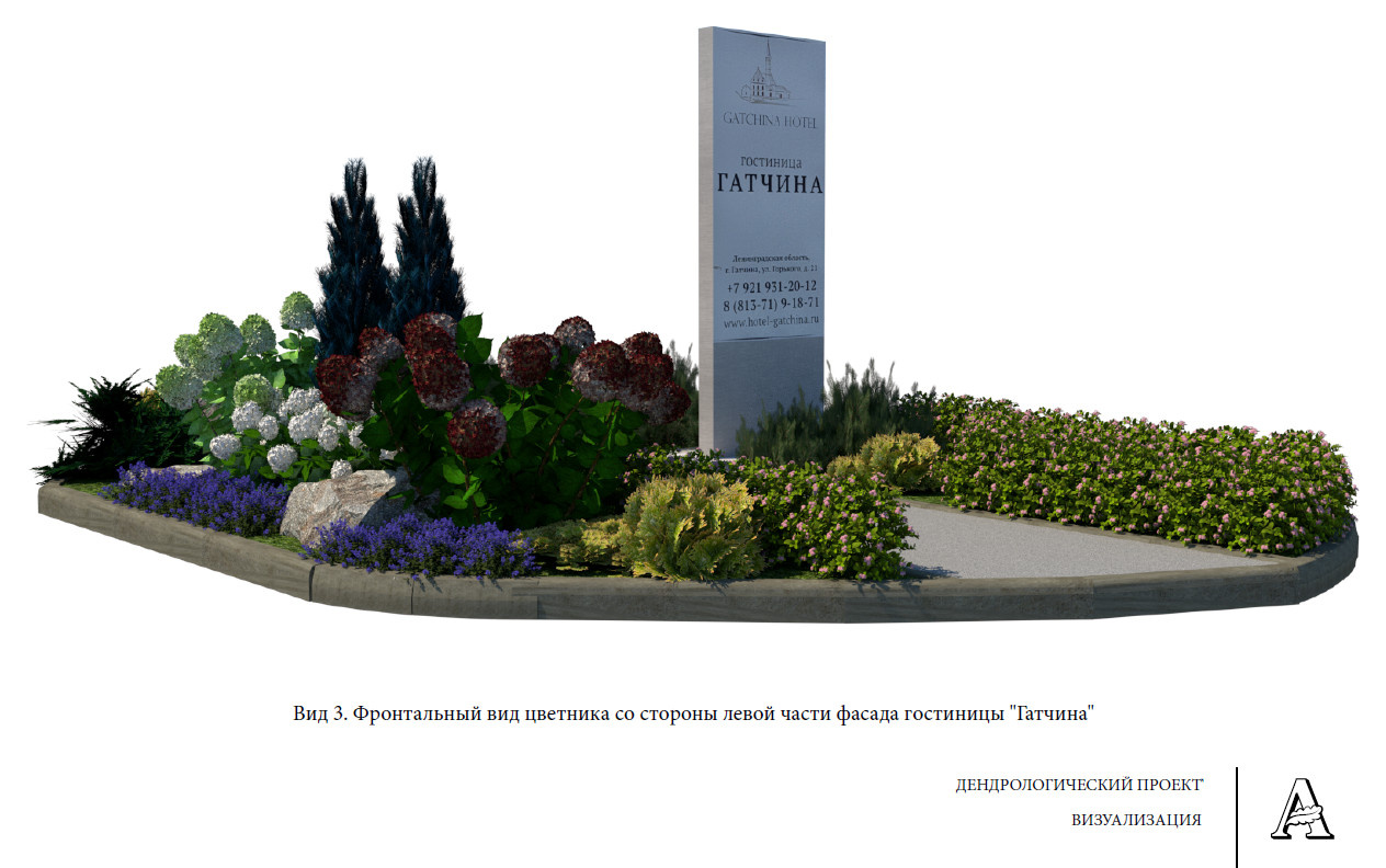 Дендрологический проект цветника. Гостиница "Гатчина"