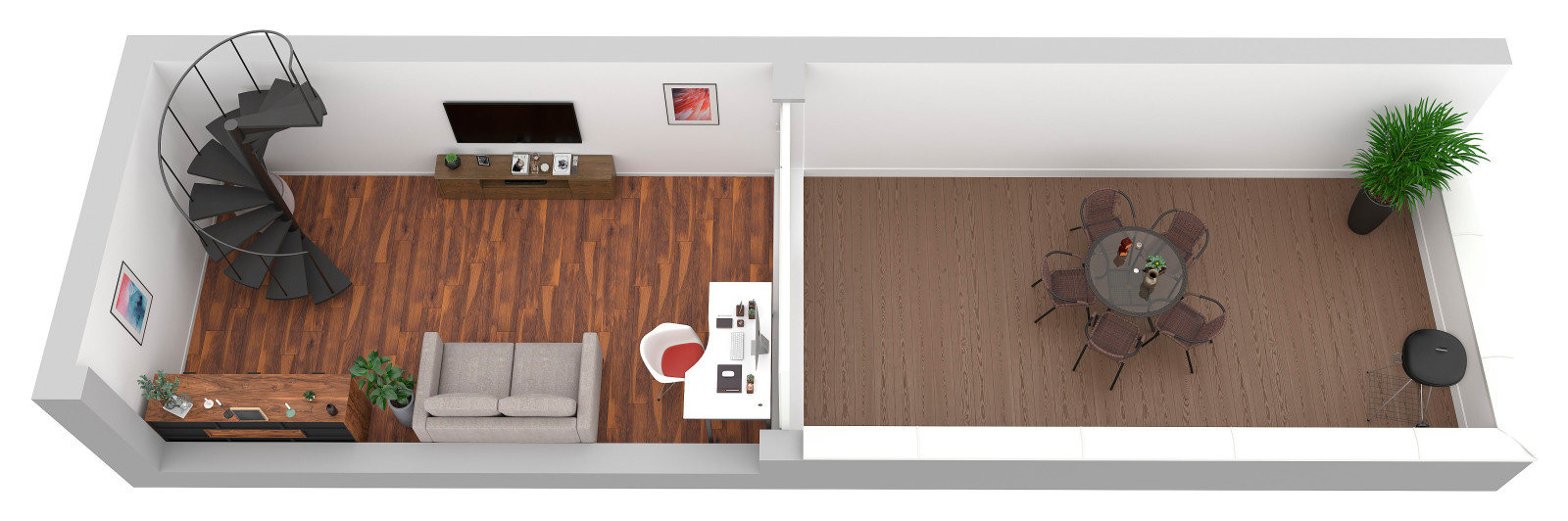 Maisonette-Wohnung mit Wendeltreppe