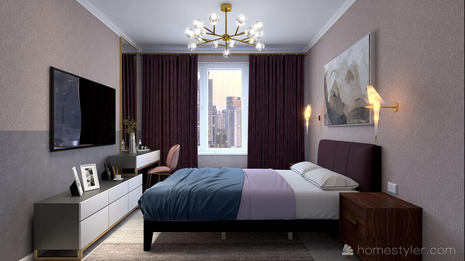 Спальня фиолетовая