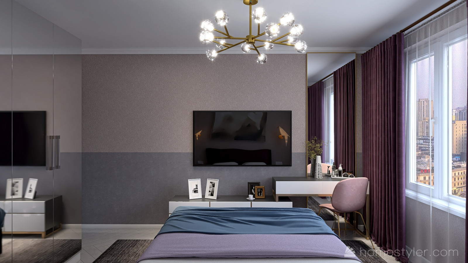 Спальня фиолетовая