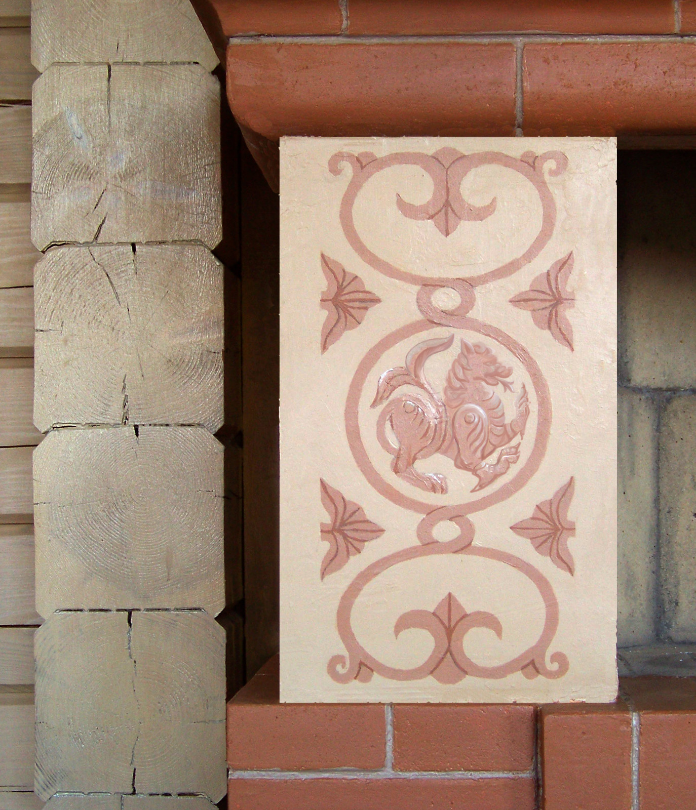 Роспись камина в русском стиле