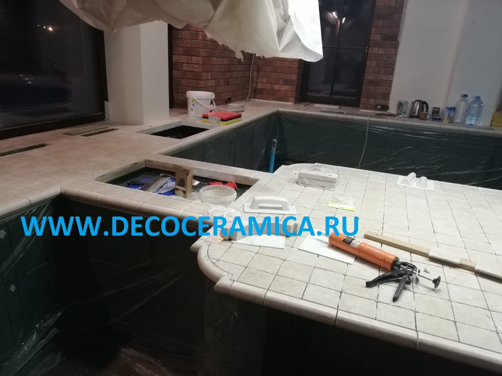 Столешница из плитки (натуральный мрамор)