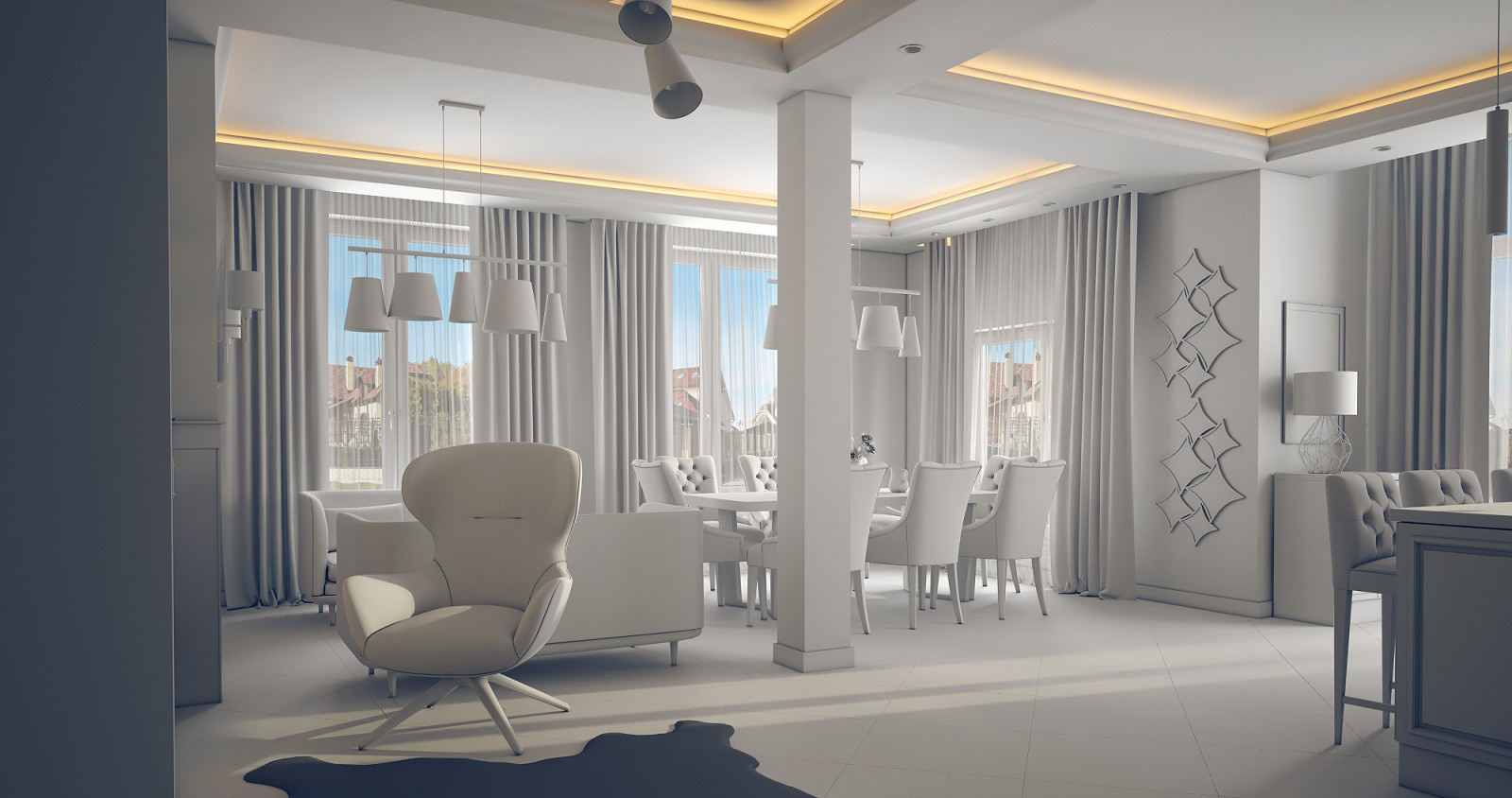 Проект освещения кухни-гостиной