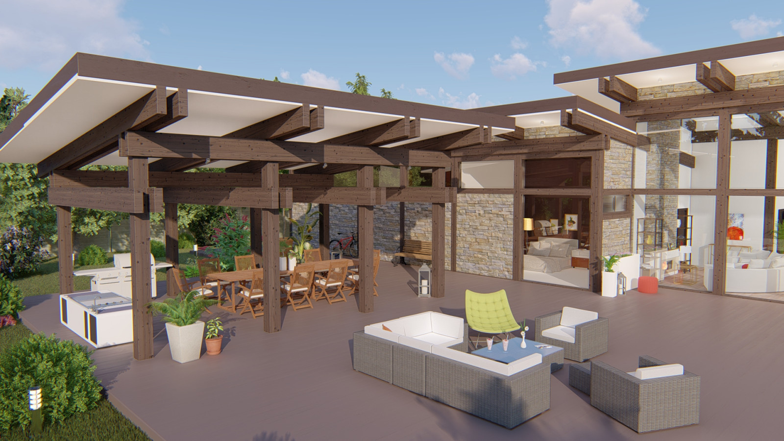 СПА комплекс с бассейном, сауной, барбекю и хоз.блоком