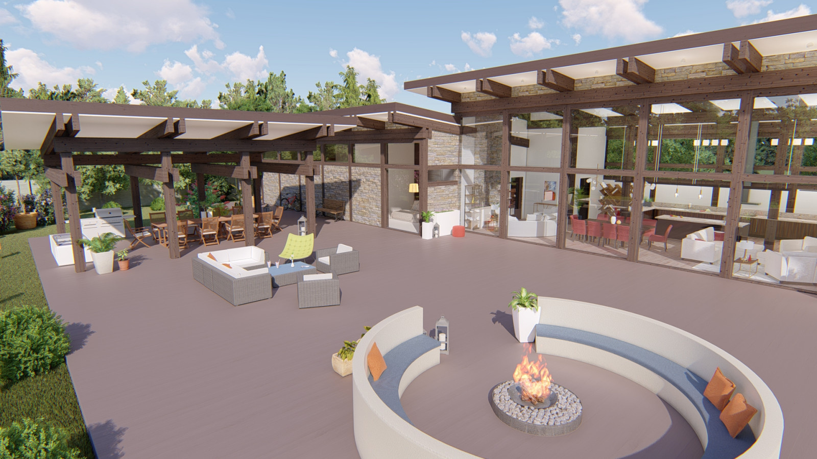 СПА комплекс с бассейном, сауной, барбекю и хоз.блоком