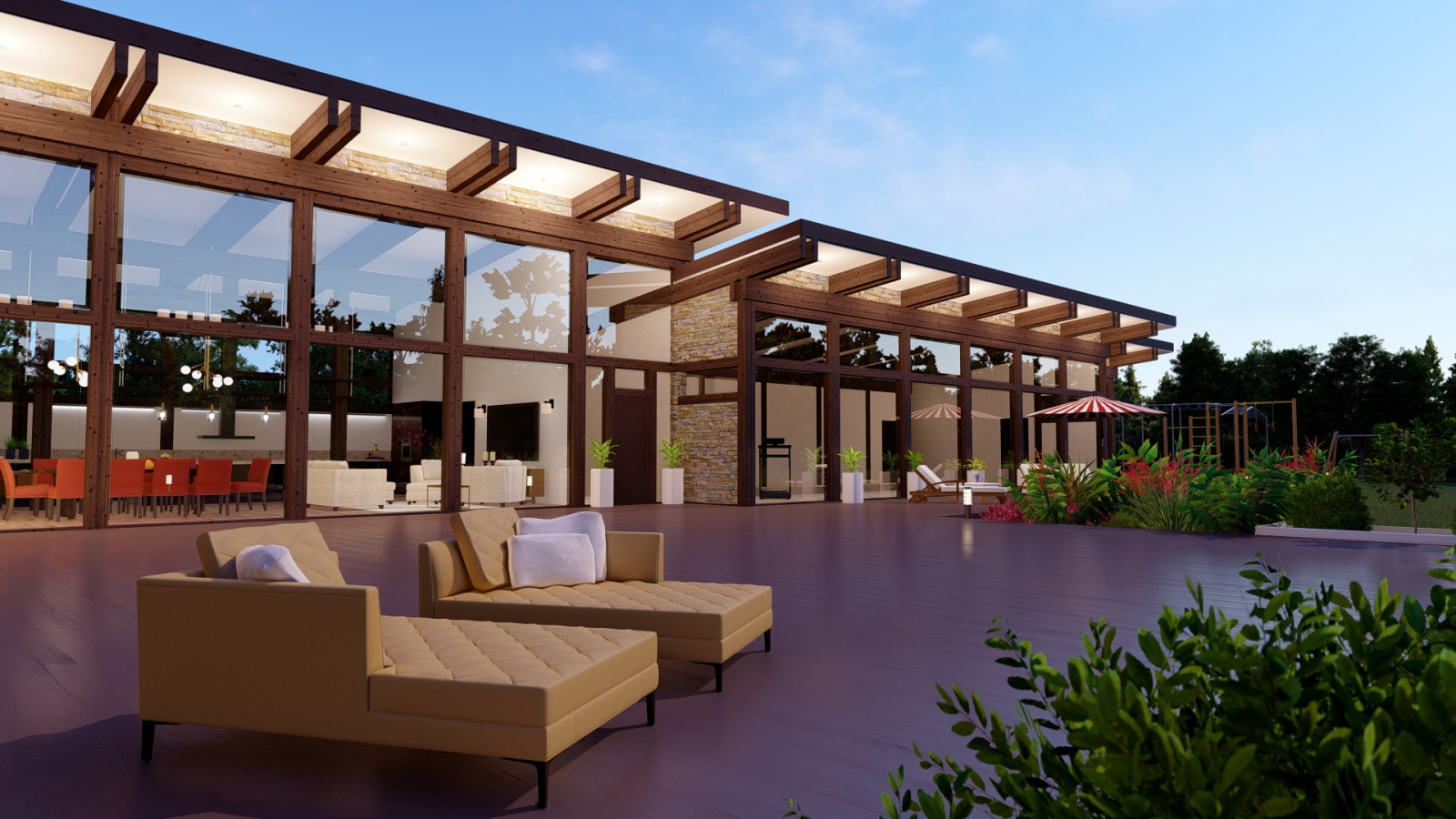 СПА комплекс с бассейном, сауной, барбекю и хоз.блоком