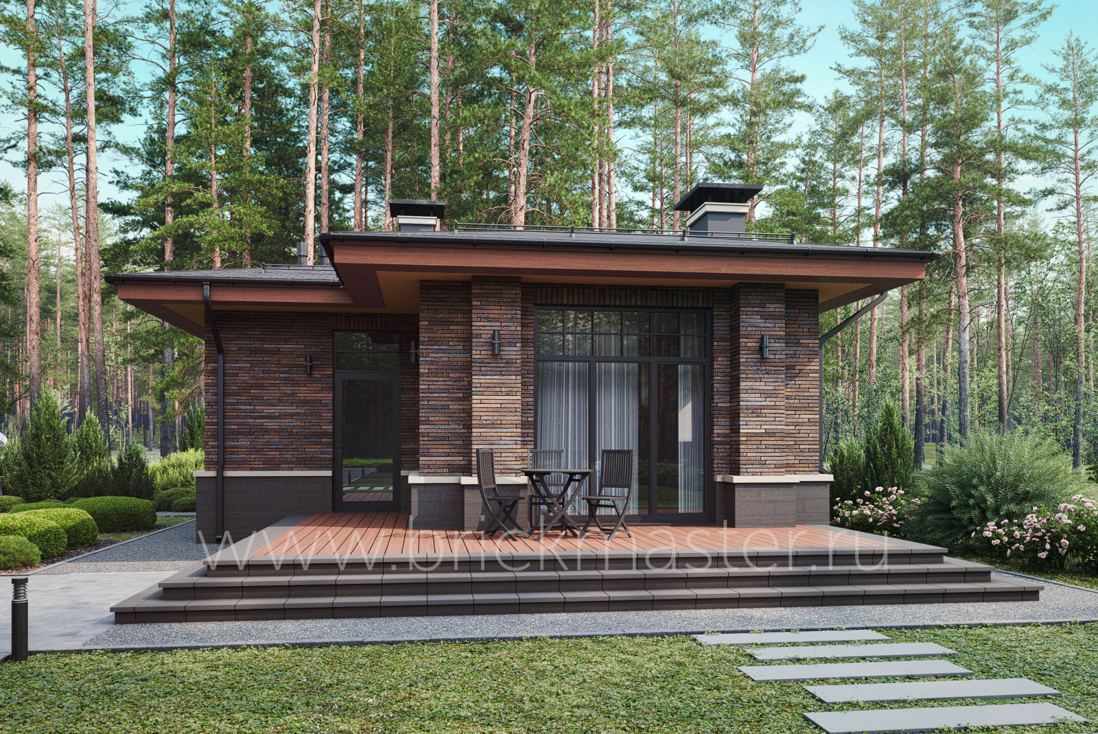 Кирпичный дом в стиле Райта в КП Репино Парк