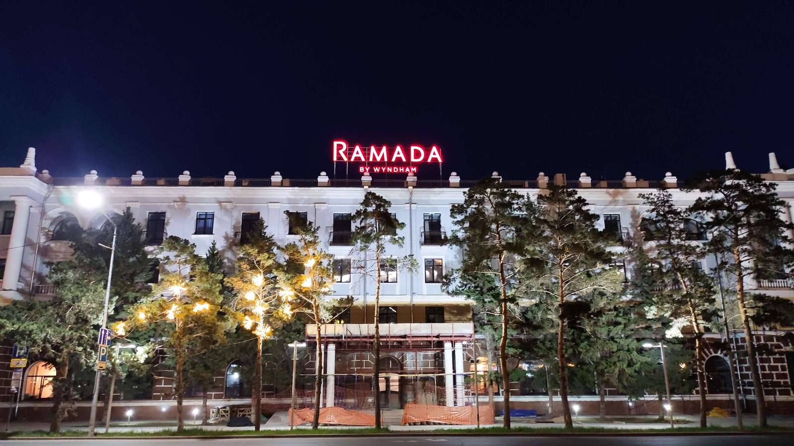 Front lighting of the hotel