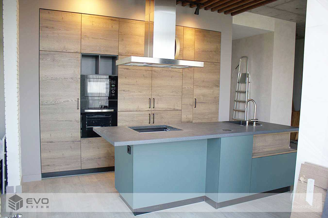 ПРЯМАЯ КУХНЯ МОДЕРН С ОСТРОВОМ ФЕНИКС ПЛАСТИК/МДФ РБ181106