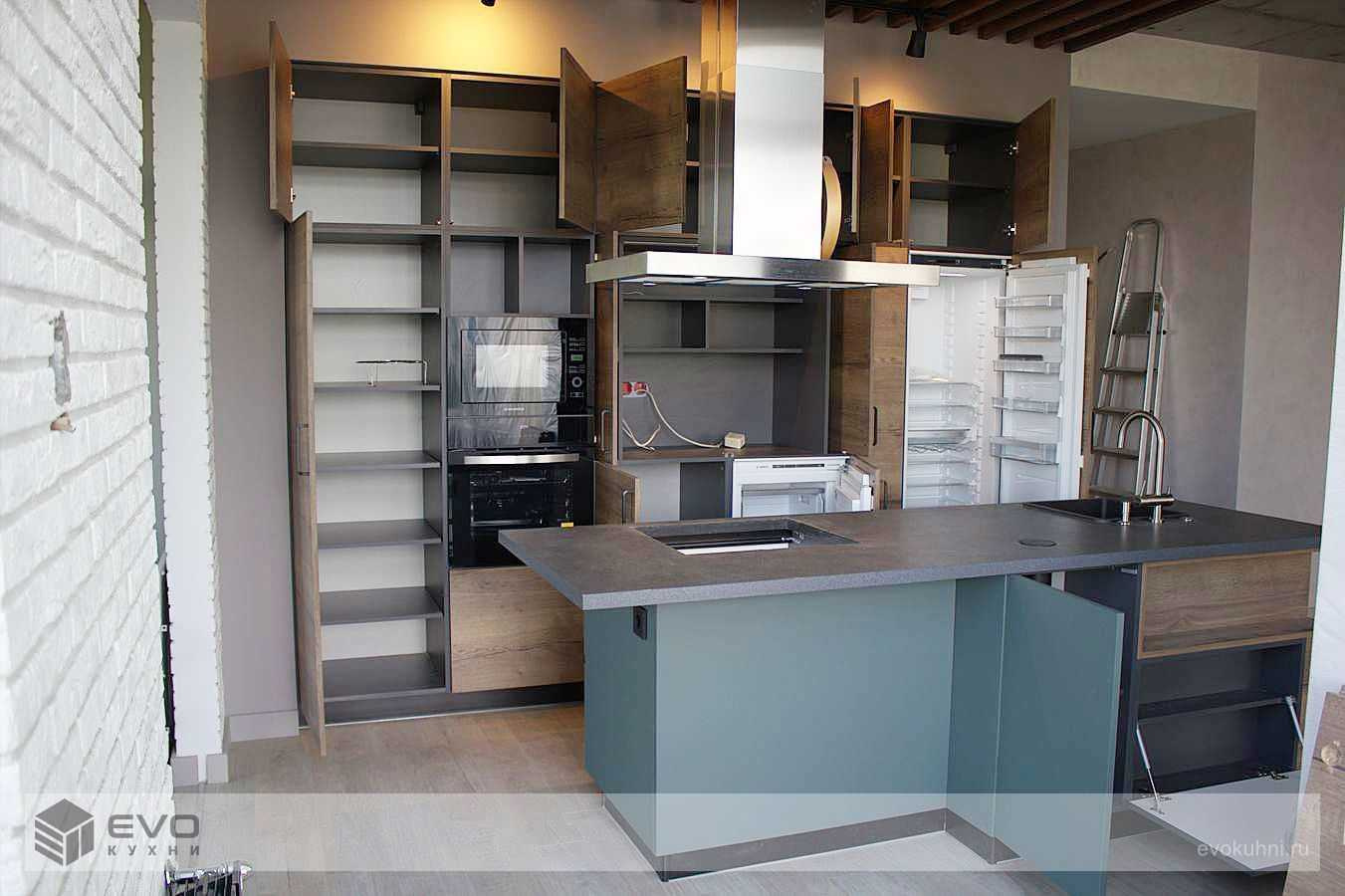 Обложка проекта: ПРЯМАЯ КУХНЯ МОДЕРН С ОСТРОВОМ ФЕНИКС ПЛАСТИК/МДФ РБ181106