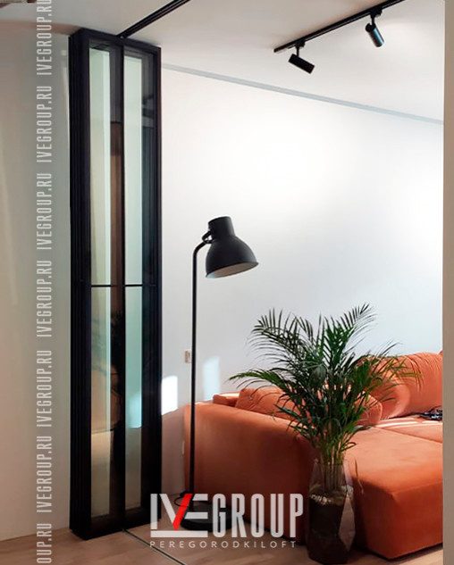 Складная межкомнатная перегородка и балконный блок с флутисом