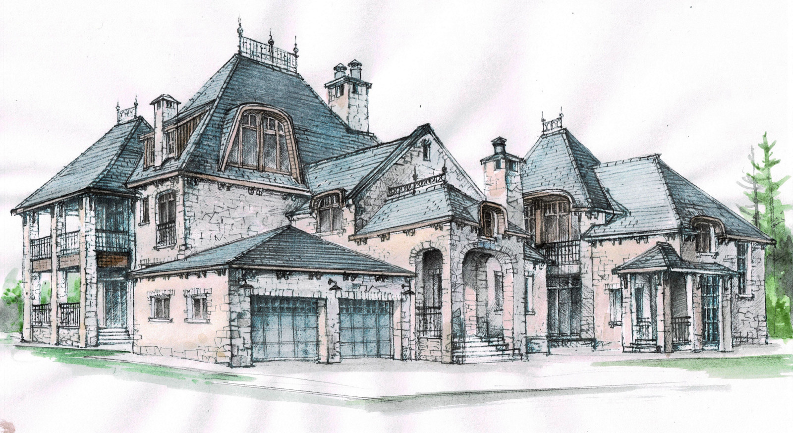 Эскиз фасада дома.