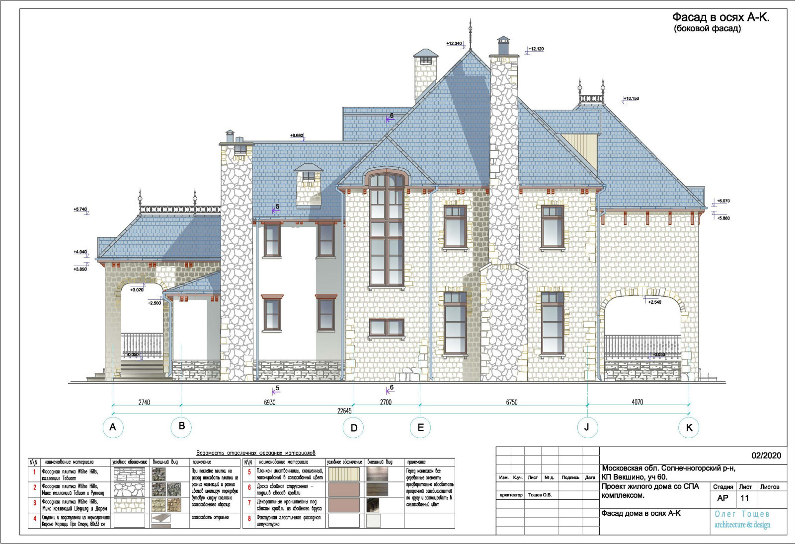 Дом в КП Векшино. Боковой западный фасад.