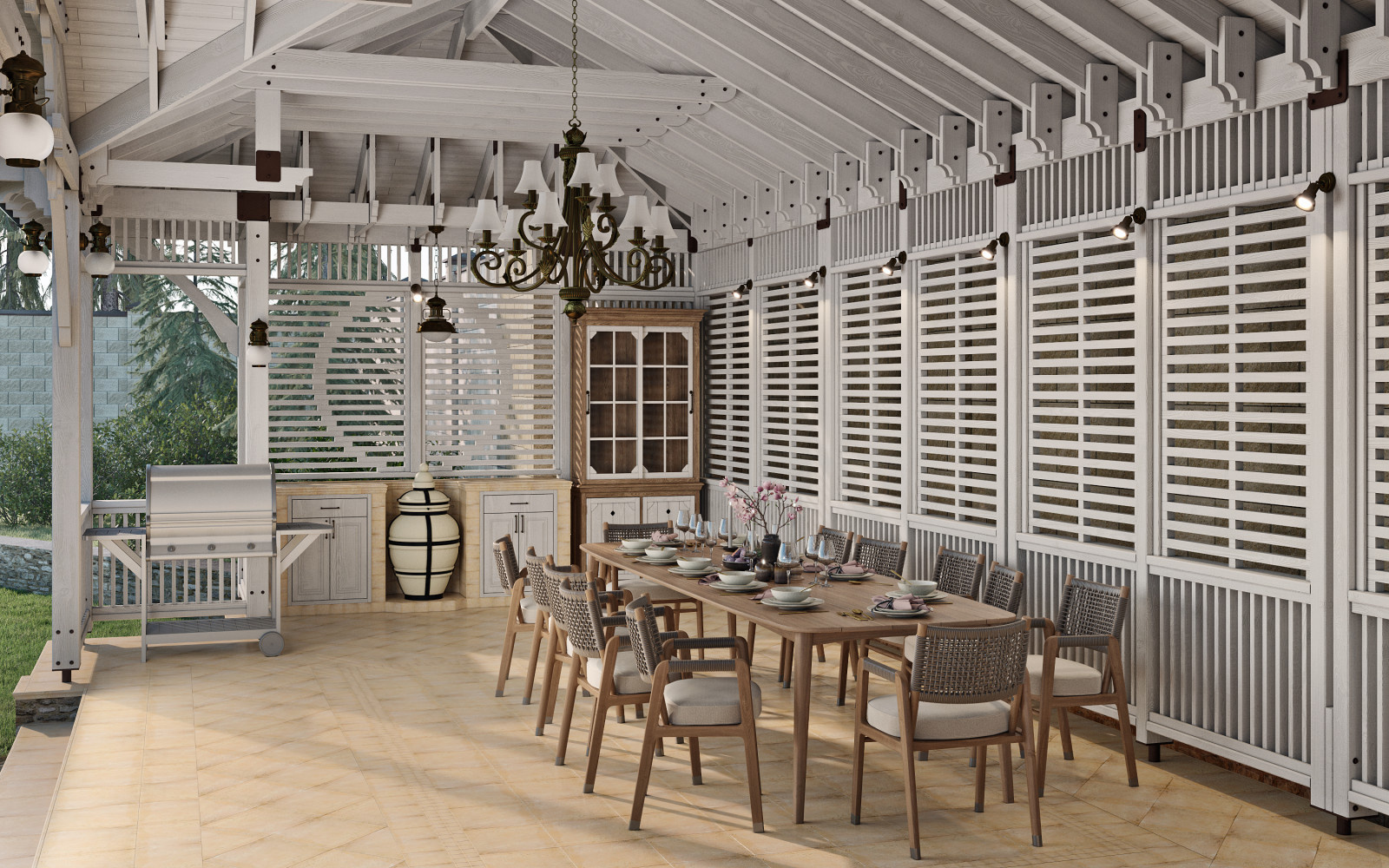 Интерьер террасы. 3D визуализация.
