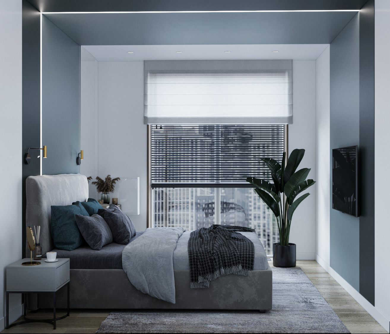 Трехкомнатная квартира с прачечной и смелыми цветовыми сочетаниями