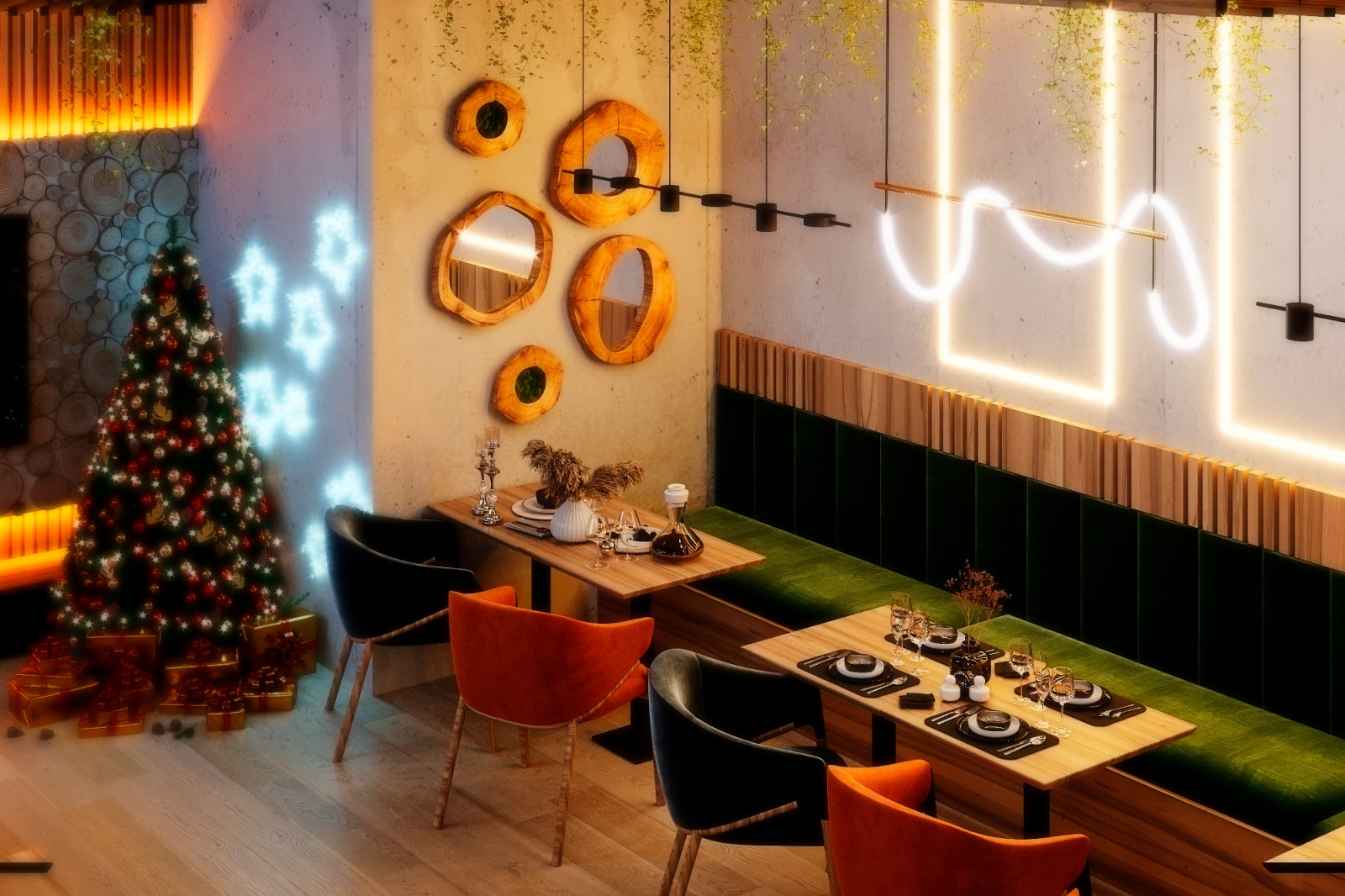 Дизайн-проект кафе-кухни при отели в к. Архыз