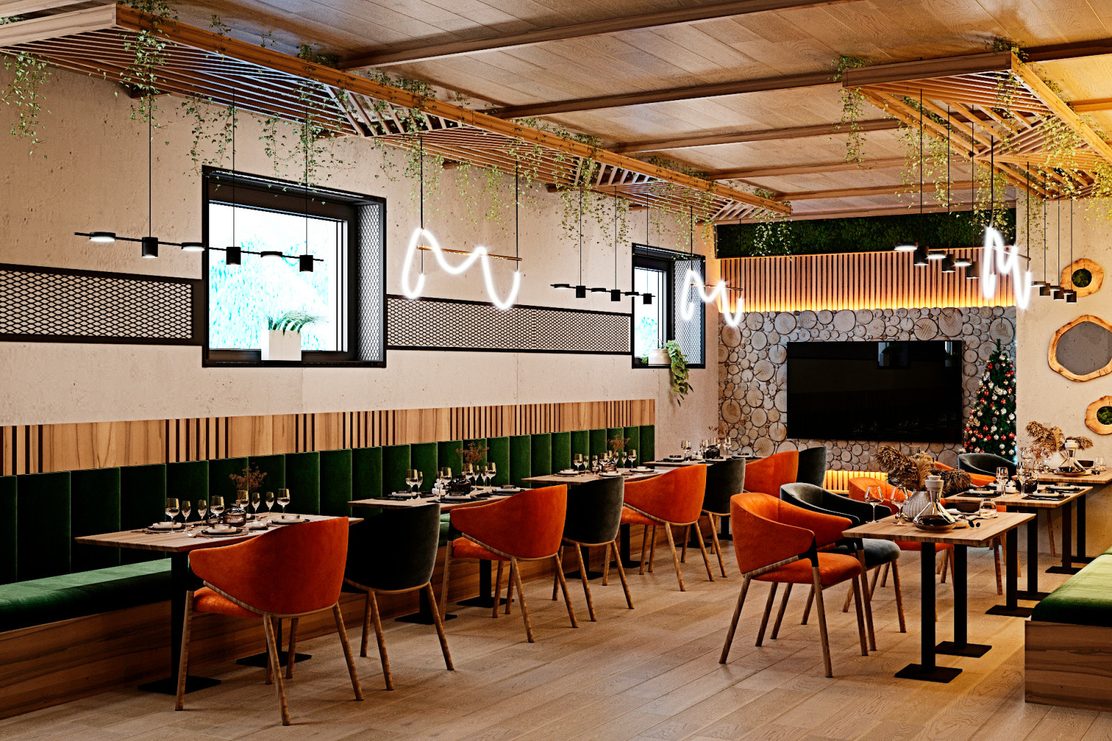 Дизайн-проект кафе-кухни при отели в к. Архыз