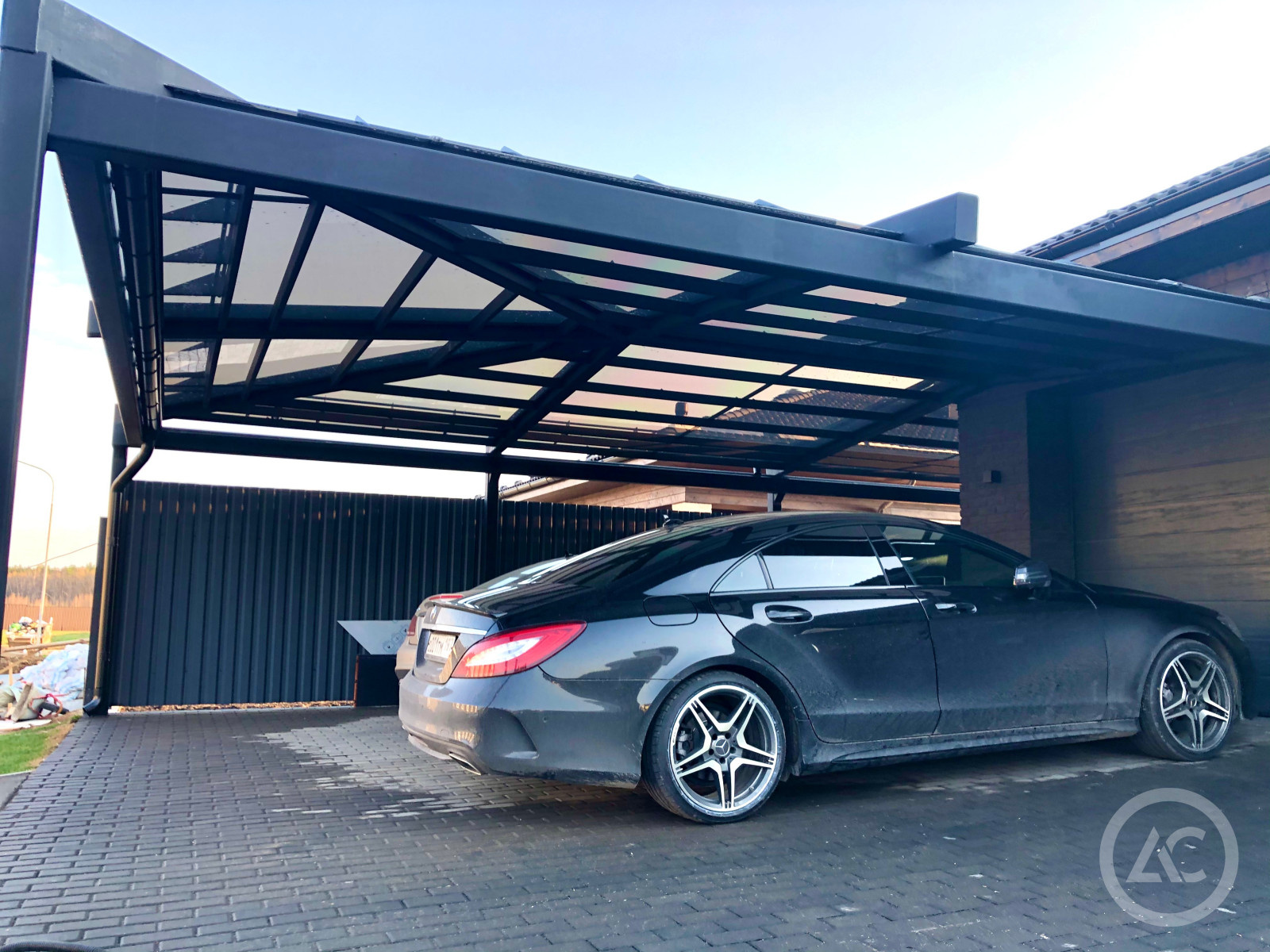 Навес хайтек "Космос", ворота и забор