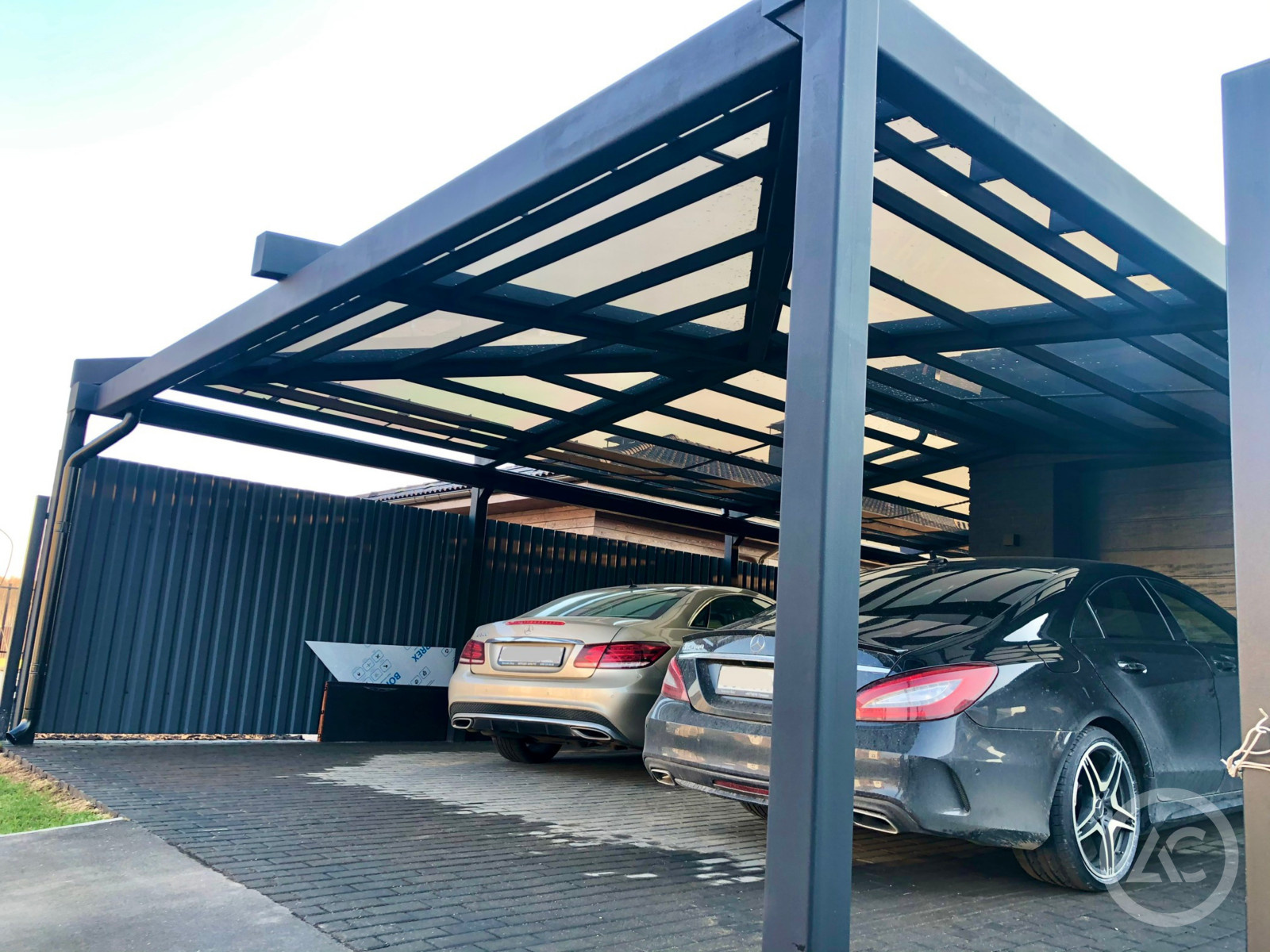 Навес хайтек "Космос", ворота и забор