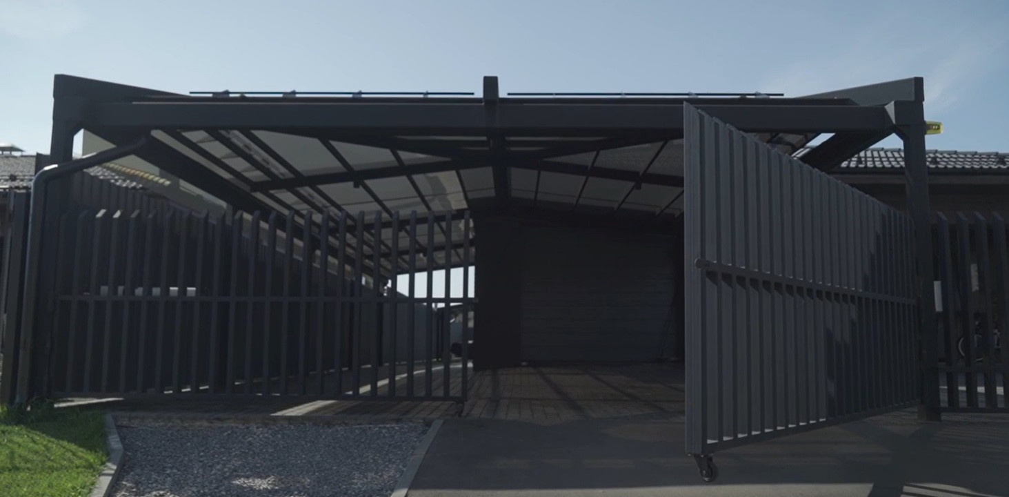 Навес хайтек "Космос", ворота и забор