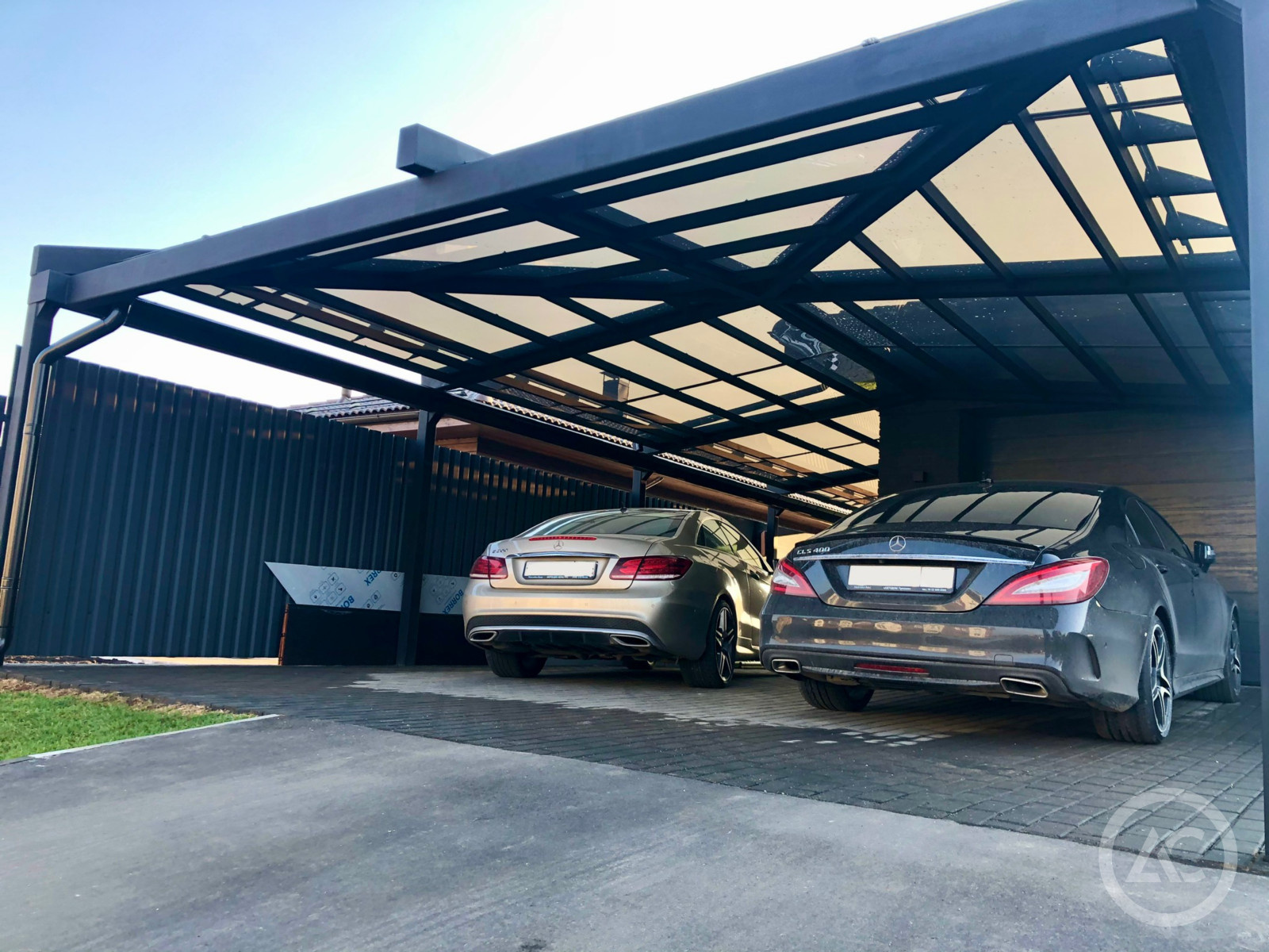 Навес хайтек "Космос", ворота и забор