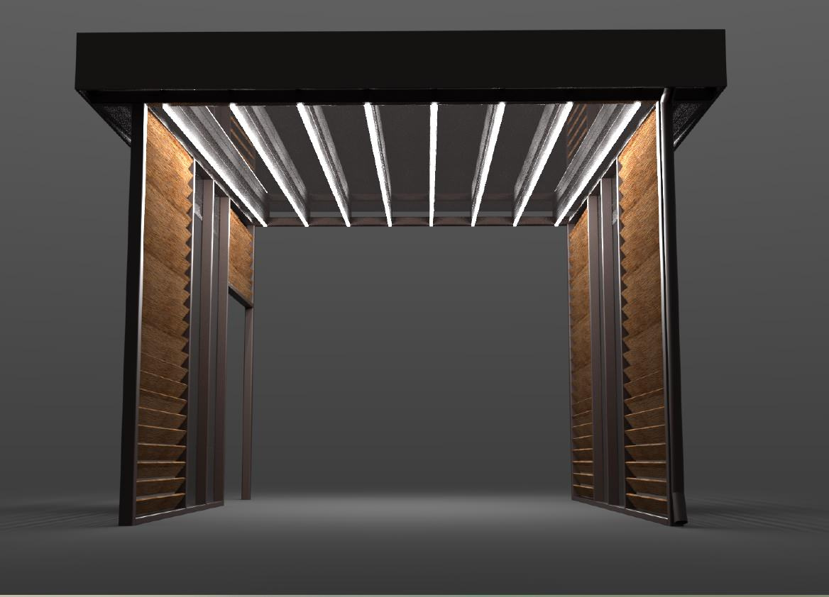 Навес Хайтек над авто с боковой зашивкой д.Вешки