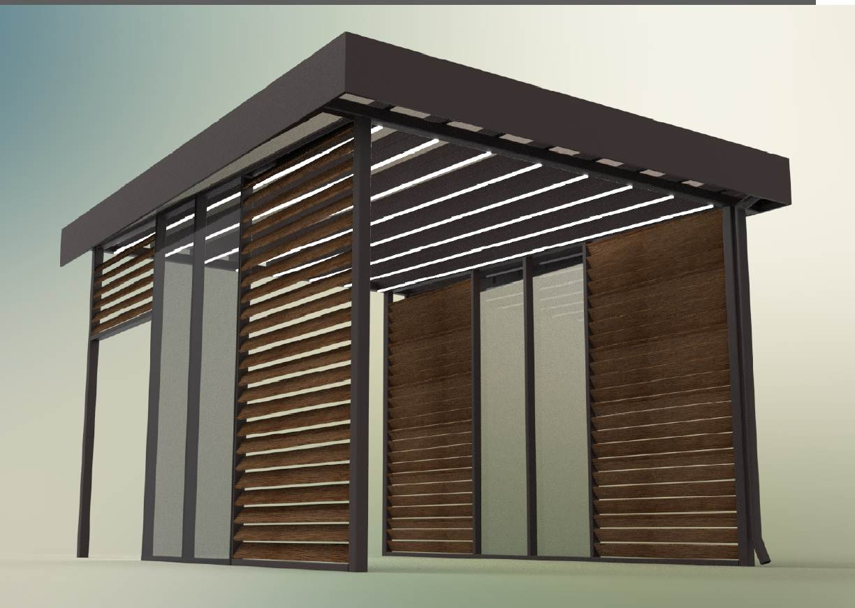 Навес Хайтек над авто с боковой зашивкой д.Вешки