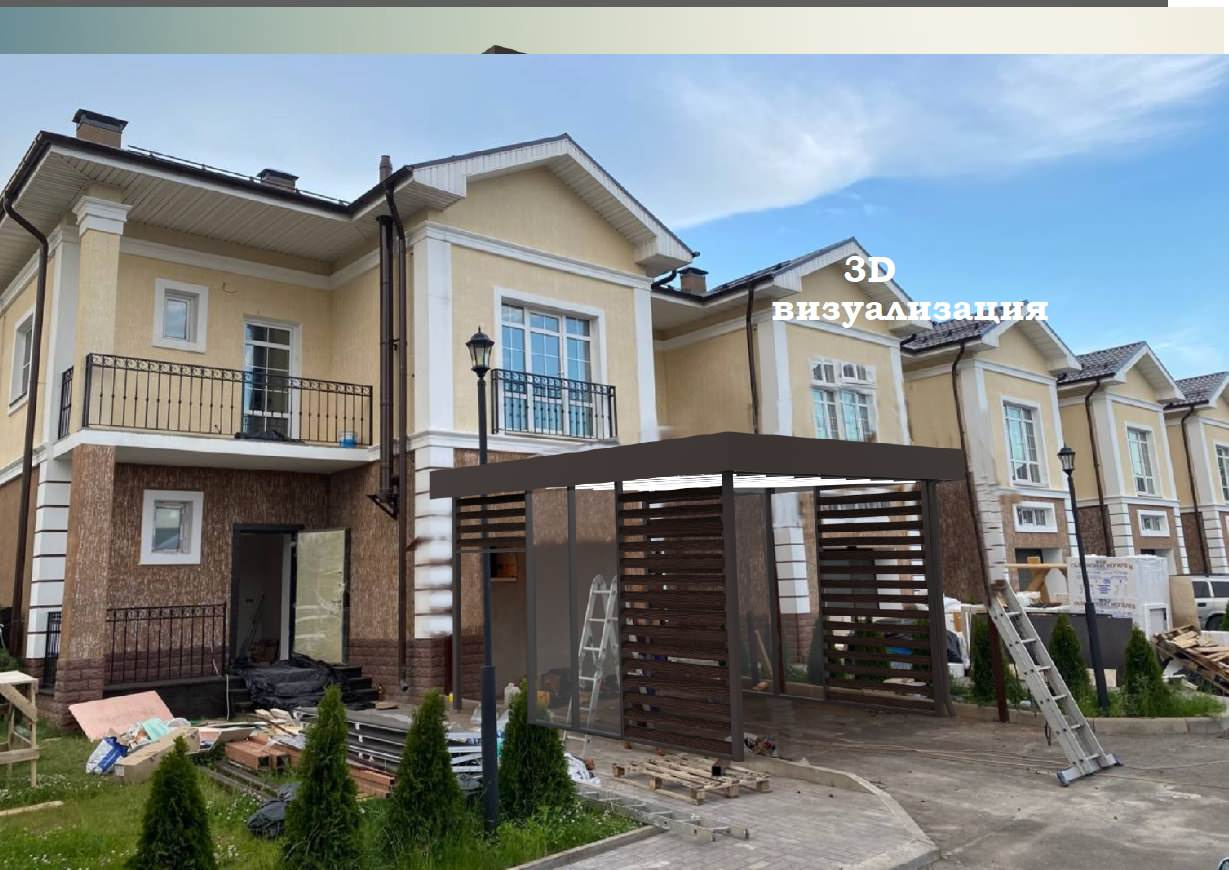 Навес Хайтек над авто с боковой зашивкой д.Вешки