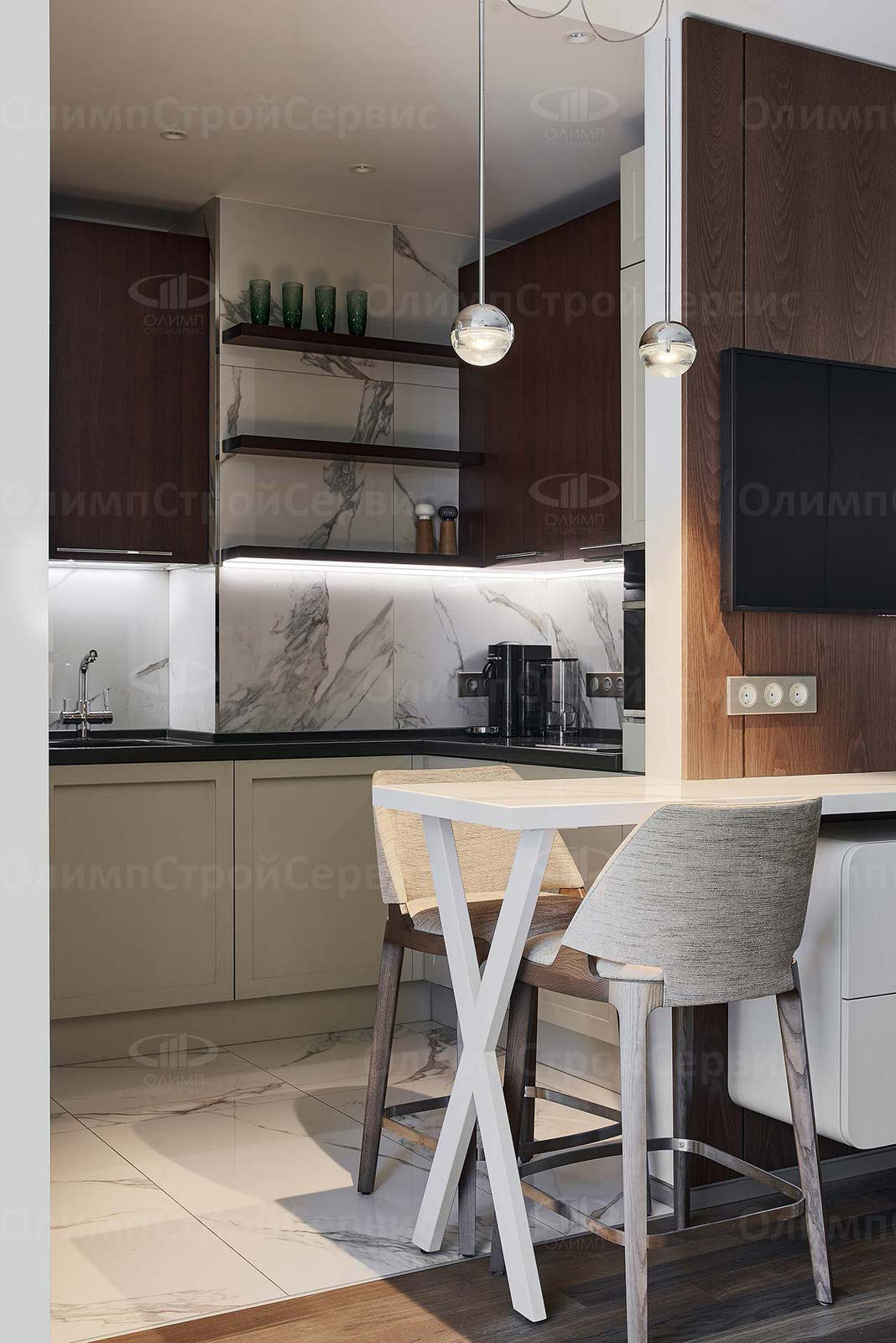 Дизайнерский ремонт евродвушки в ЖК Мосфильмовский