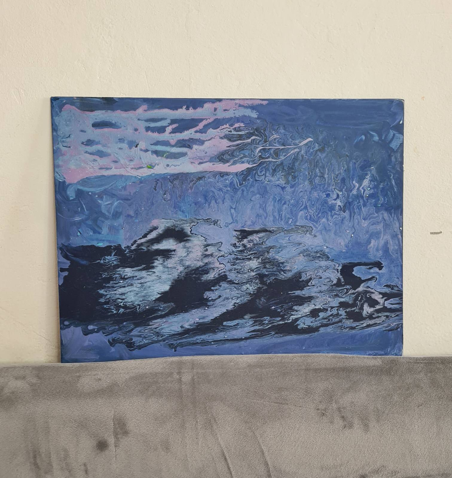 Картина абстракция синяя. ILLUSION