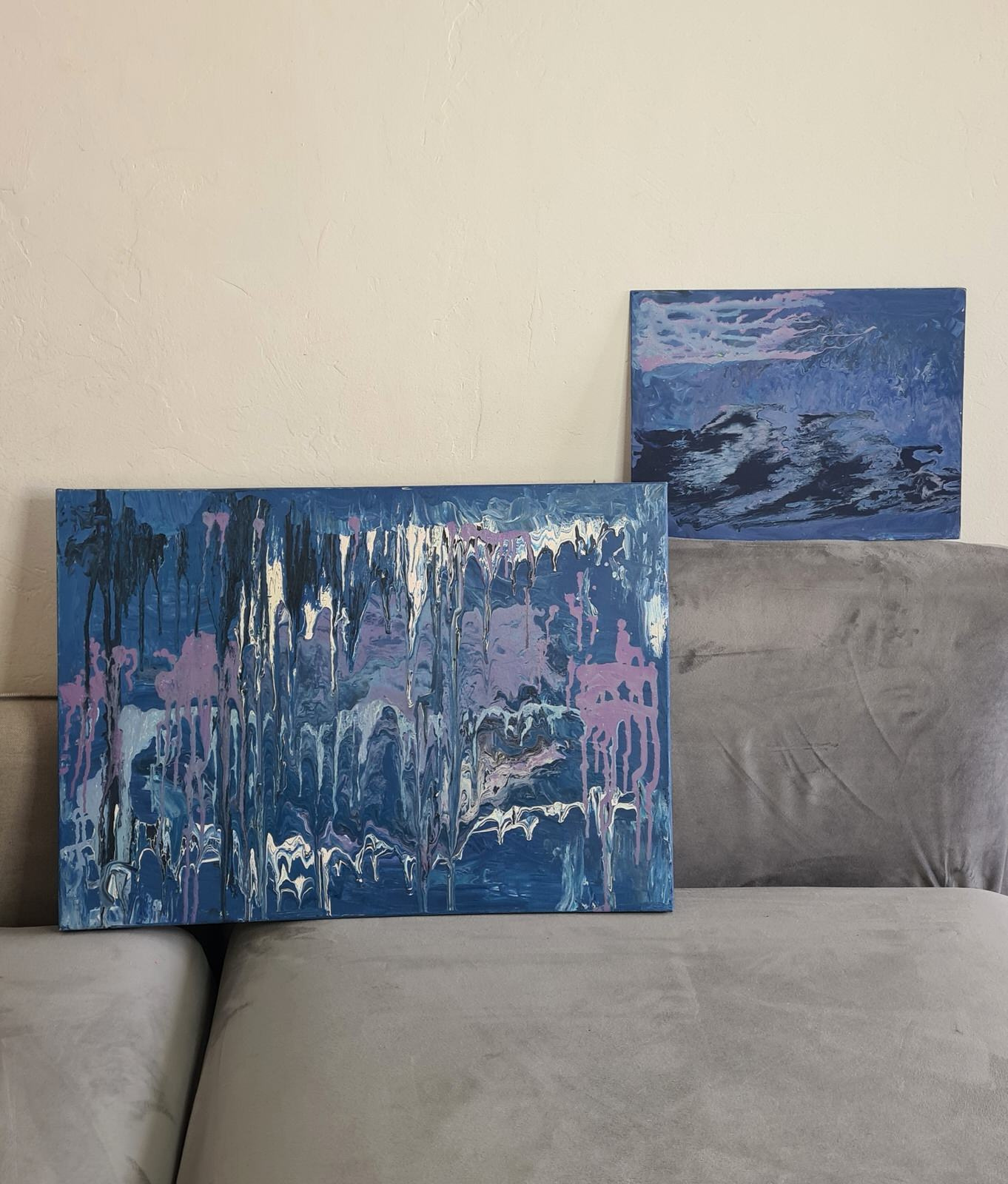 Картина абстракция синяя. ILLUSION