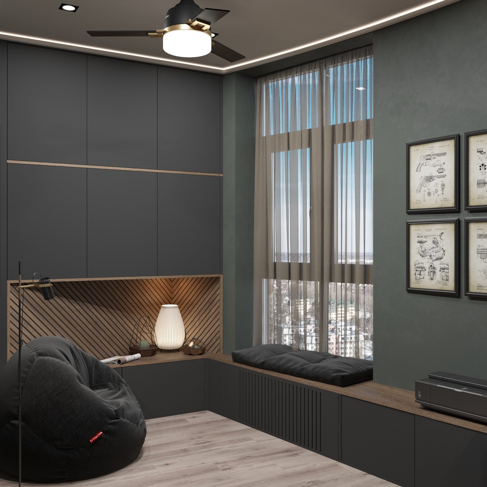 Домашний кабинет для мужчины 9,2м²