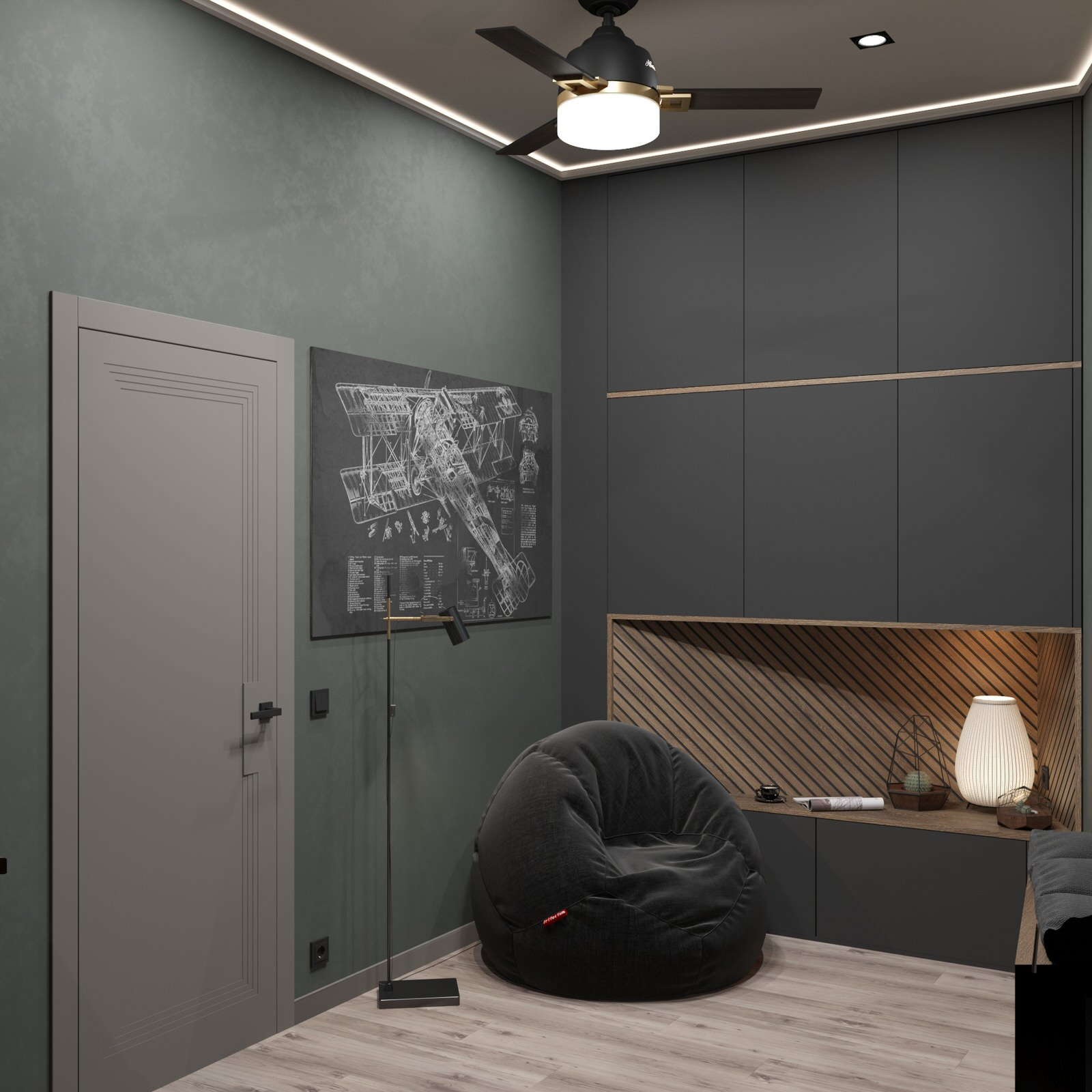 Домашний кабинет для мужчины 9,2м²