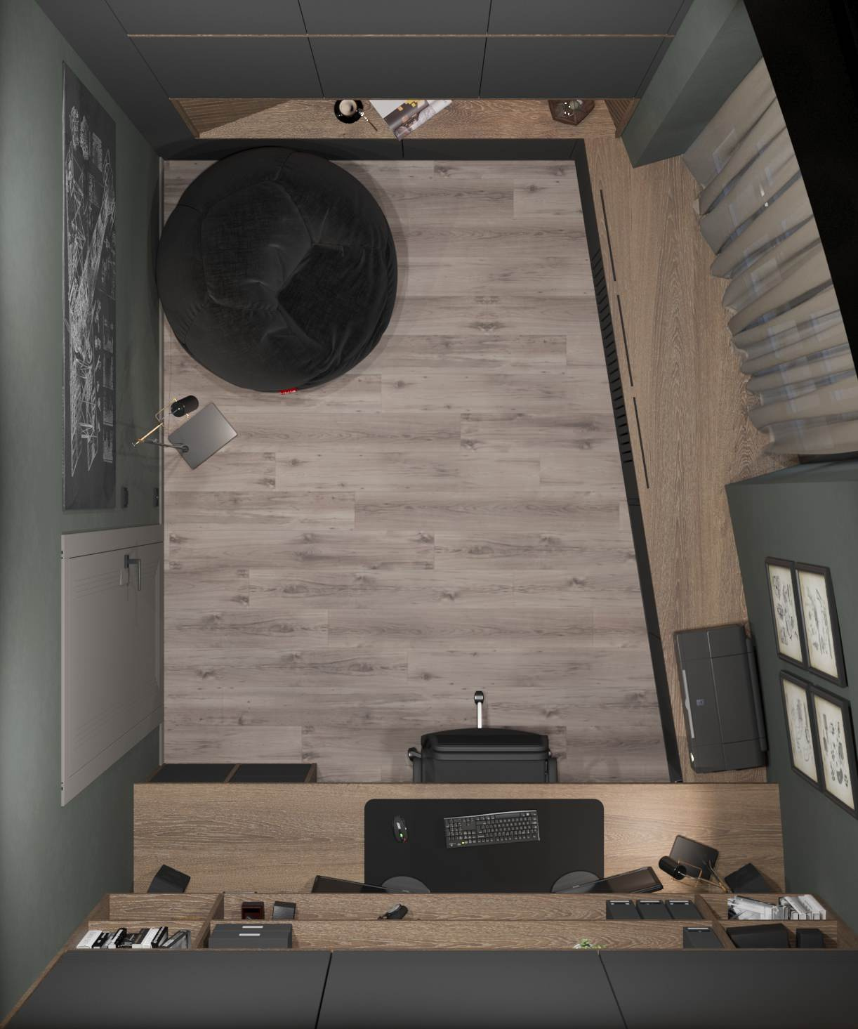 Домашний кабинет для мужчины 9,2м²