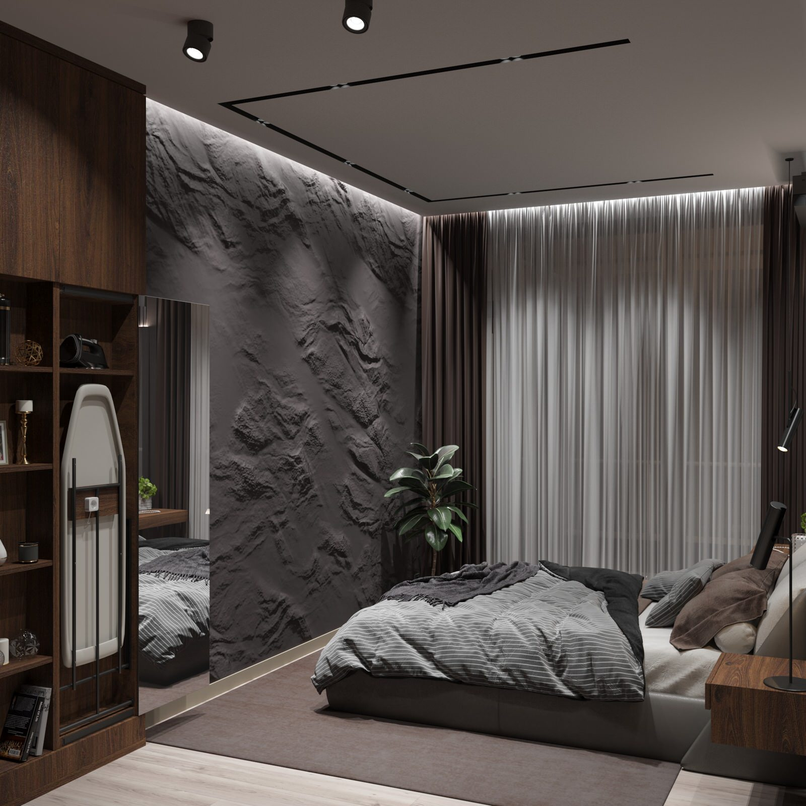 Современная и стильная спальня 16,7м²