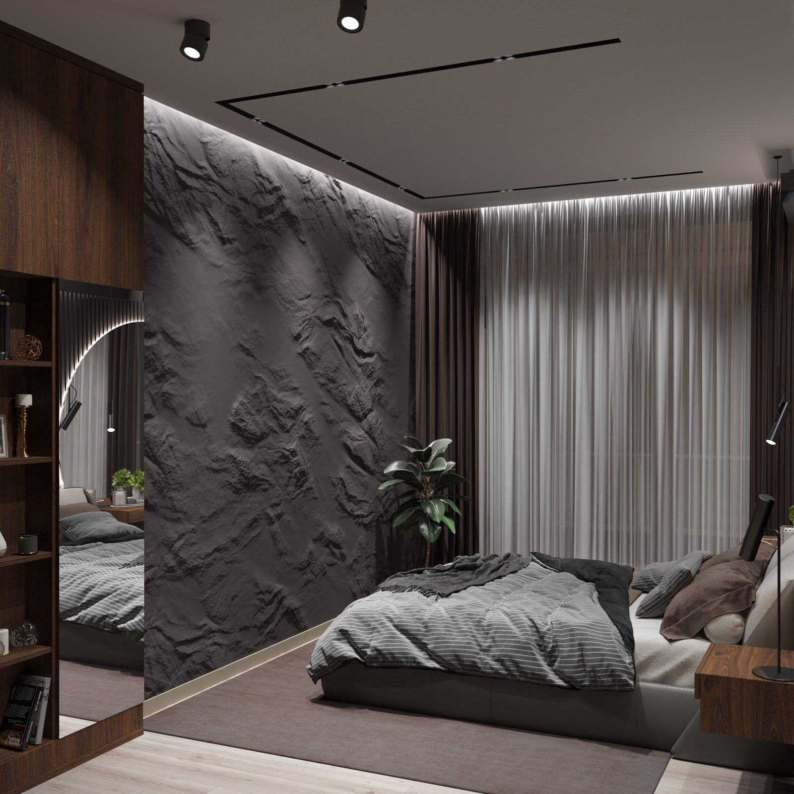 Современная и стильная спальня 16,7м²